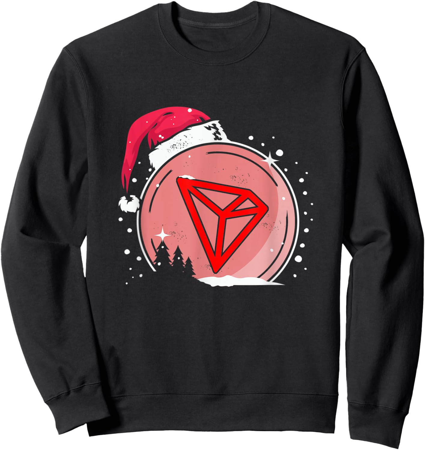 Christmas Santa Hat Tron Hodl TRX Crypto Currency Coin Sweatshirt - Sweatshirt | Black