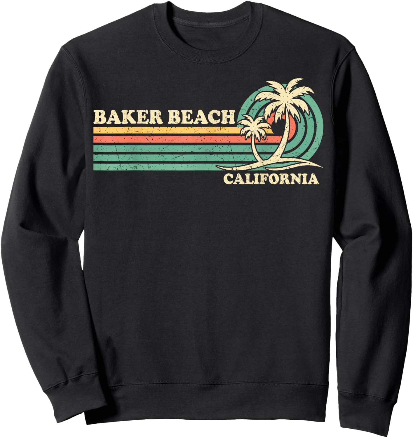 Vintage Retro Summer Vacation California Baker Beach Sweatshirt - Sweatshirt | Black