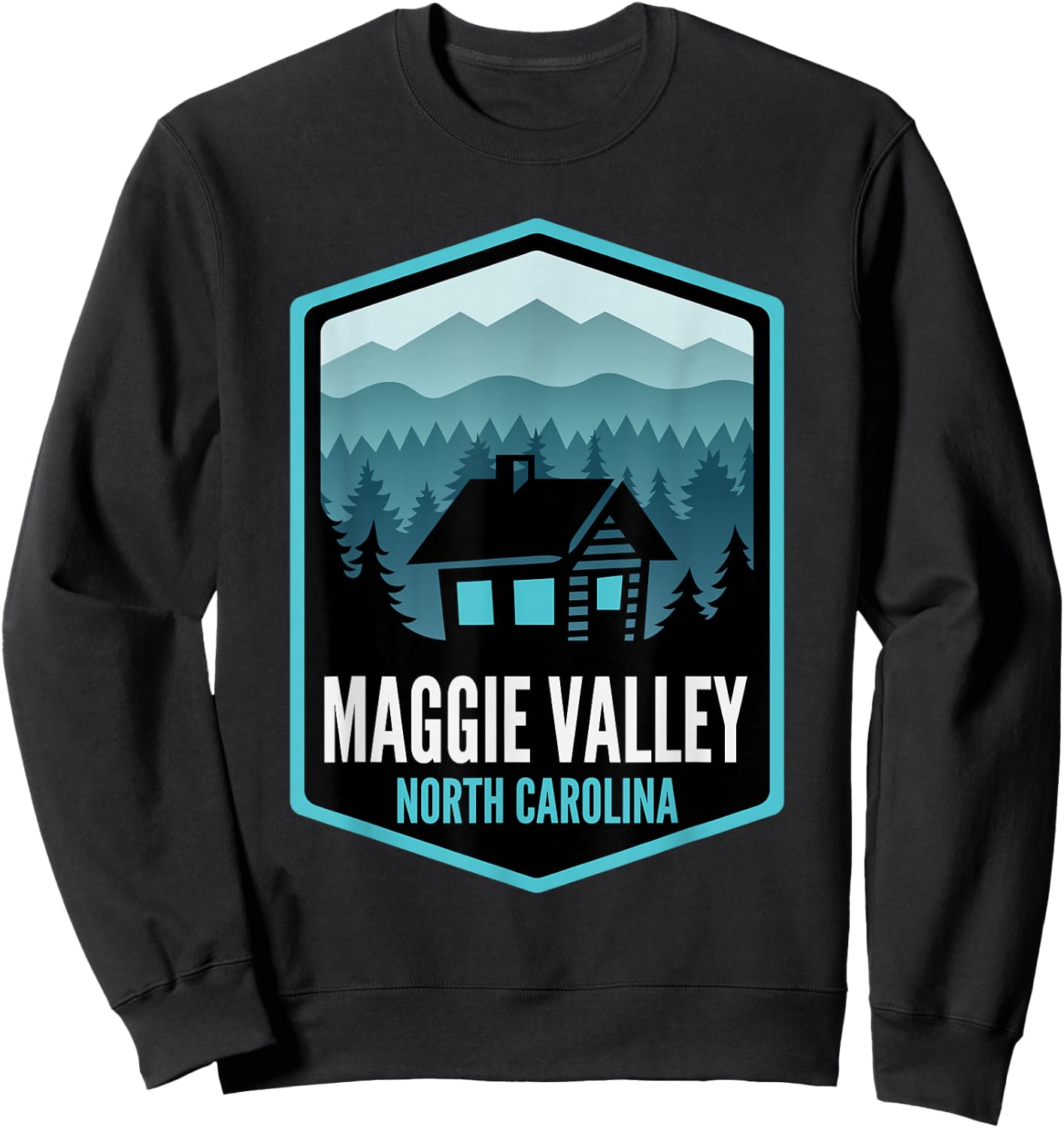 Maggie Valley North Carolina Cabin Sweatshirt - Sweatshirt | Black
