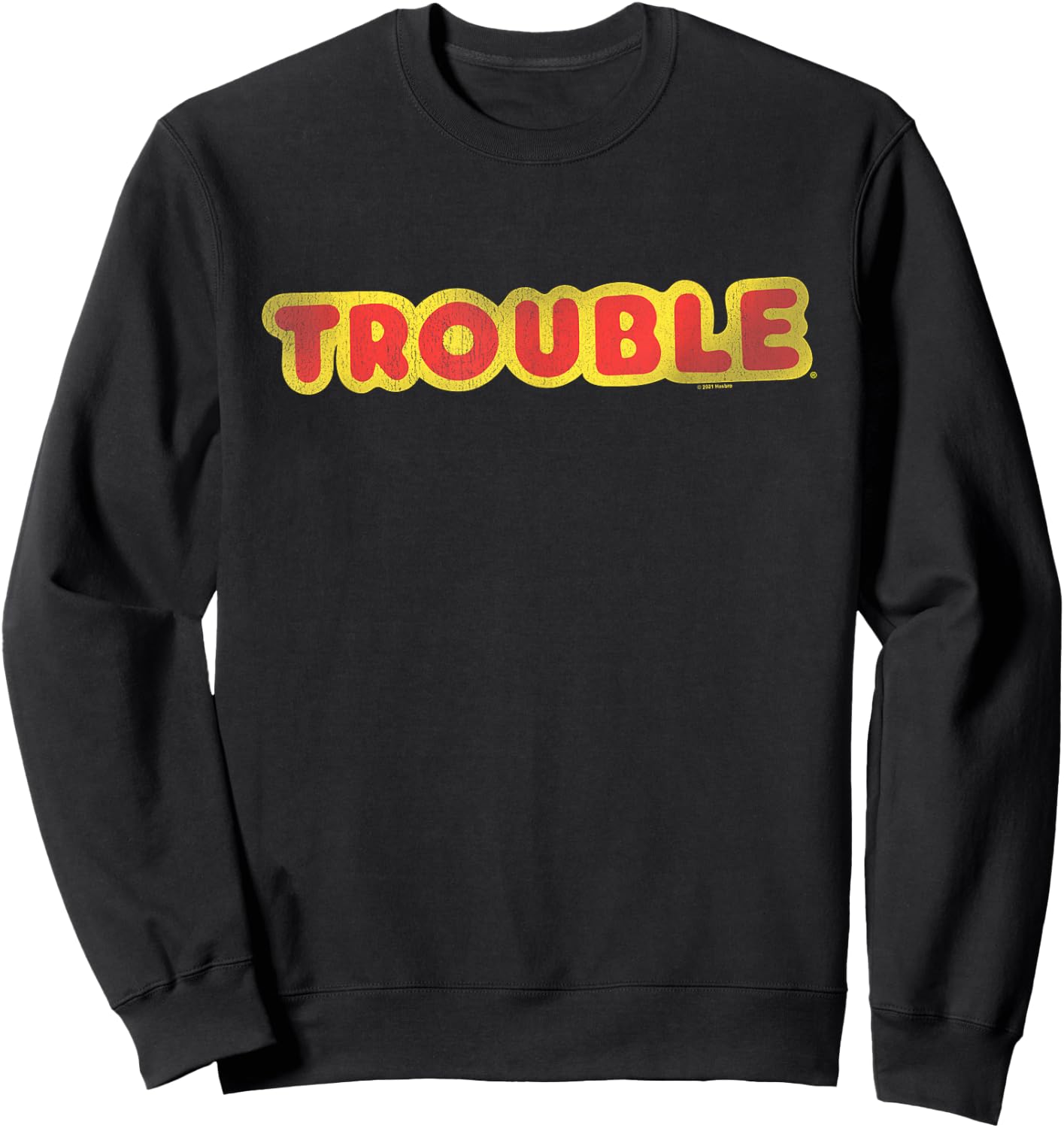 Trouble Distressed Bubble Logo Sweatshirt - Sweatshirt | Black