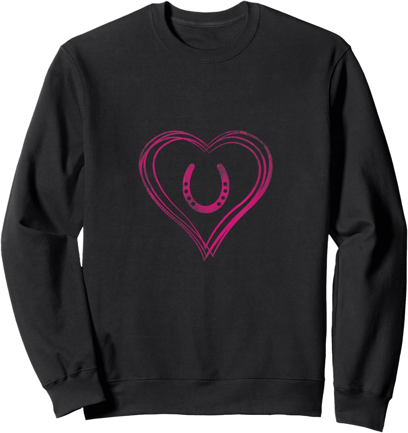 A Heart with Pink Horseshoe for Horses Sweatshirt - Sweatshirt | Black