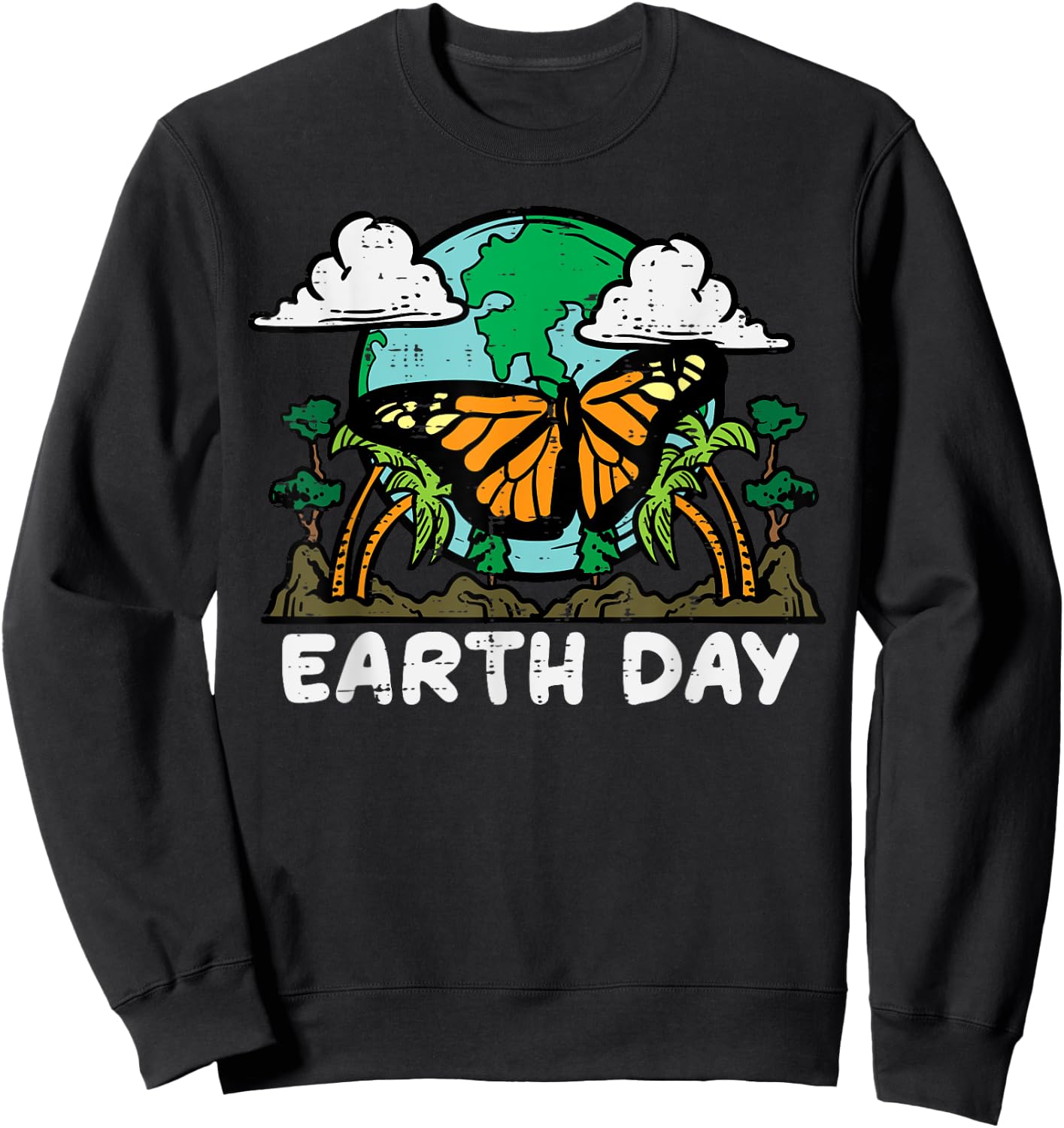 Earth Day Monarch Butterfly Cute Environment Men Women Kids Sweatshirt - Sweatshirt | Black