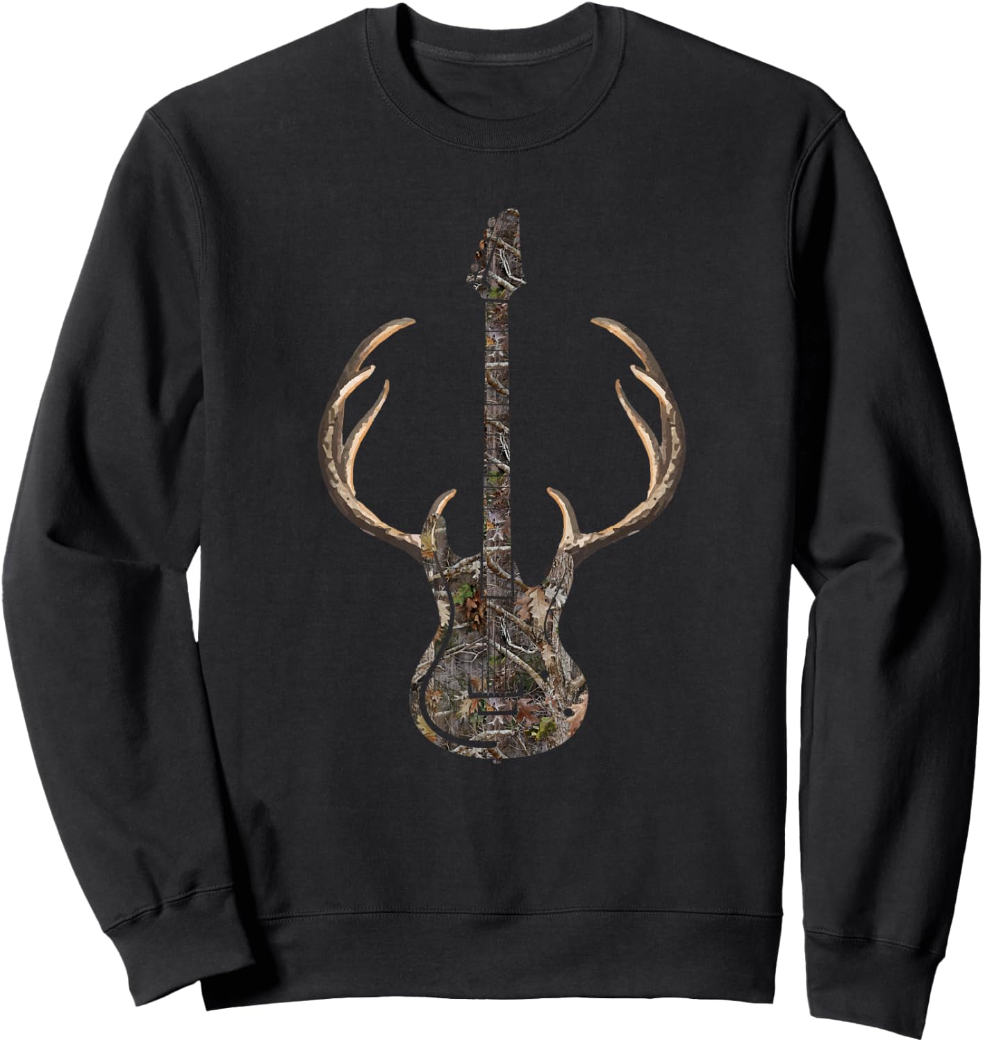 Camouflage Deer Guitar Hunting Sweatshirt - Sweatshirt | Black