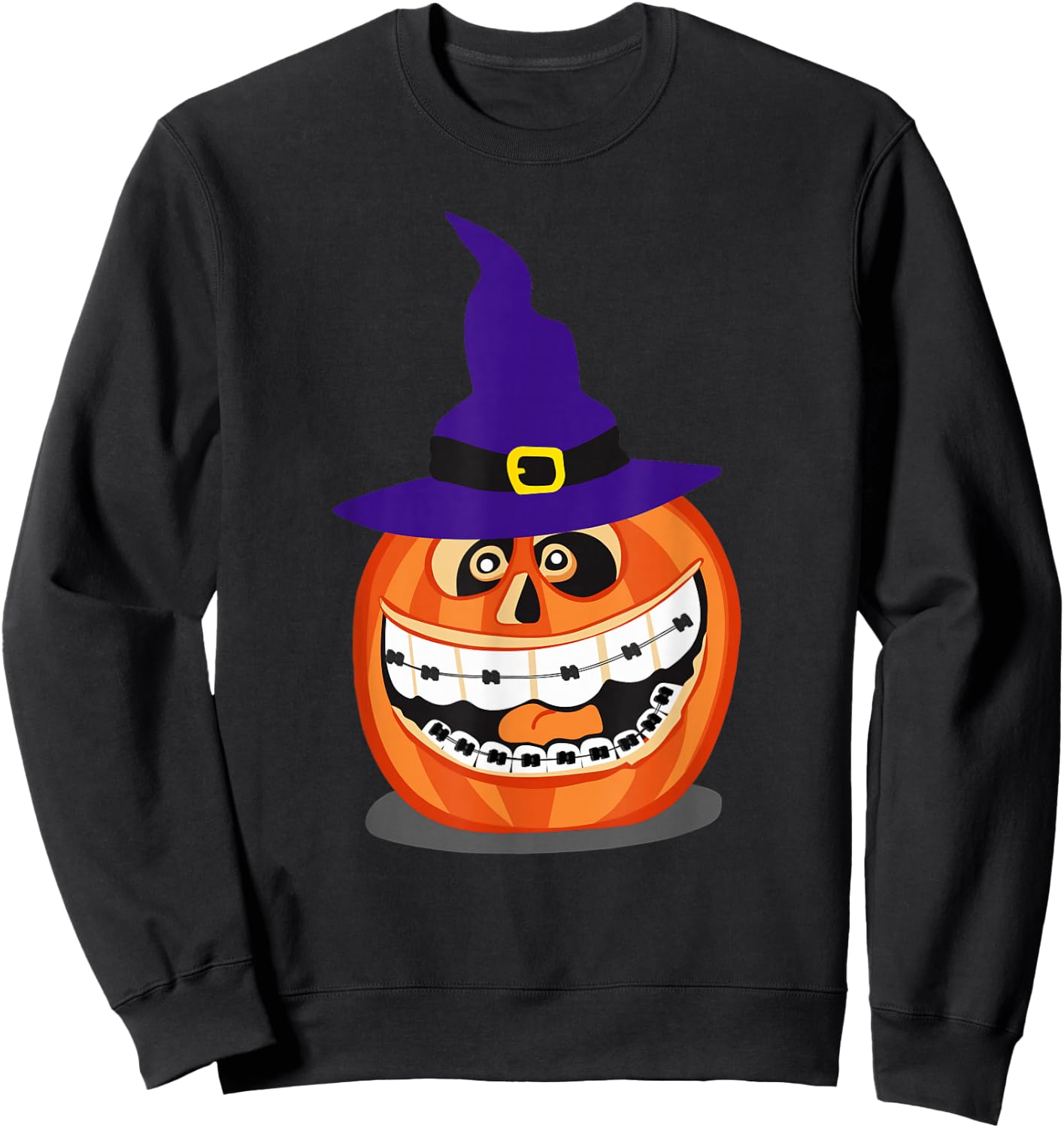 Funny Halloween Dentist Costume Teeth Pumpkin Dental Sweatshirt - Sweatshirt | Black