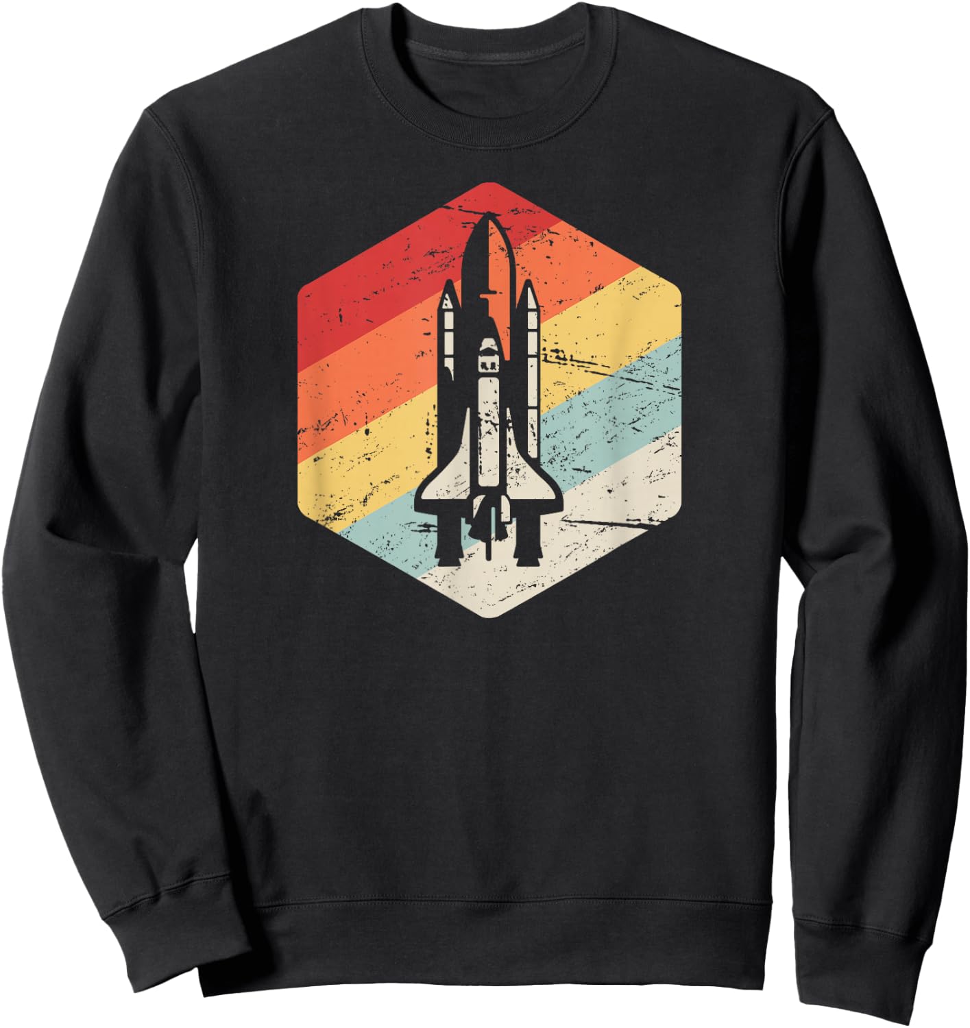 Retro Vintage Space Shuttle / United States Space Shuttle Sweatshirt - Sweatshirt | Black
