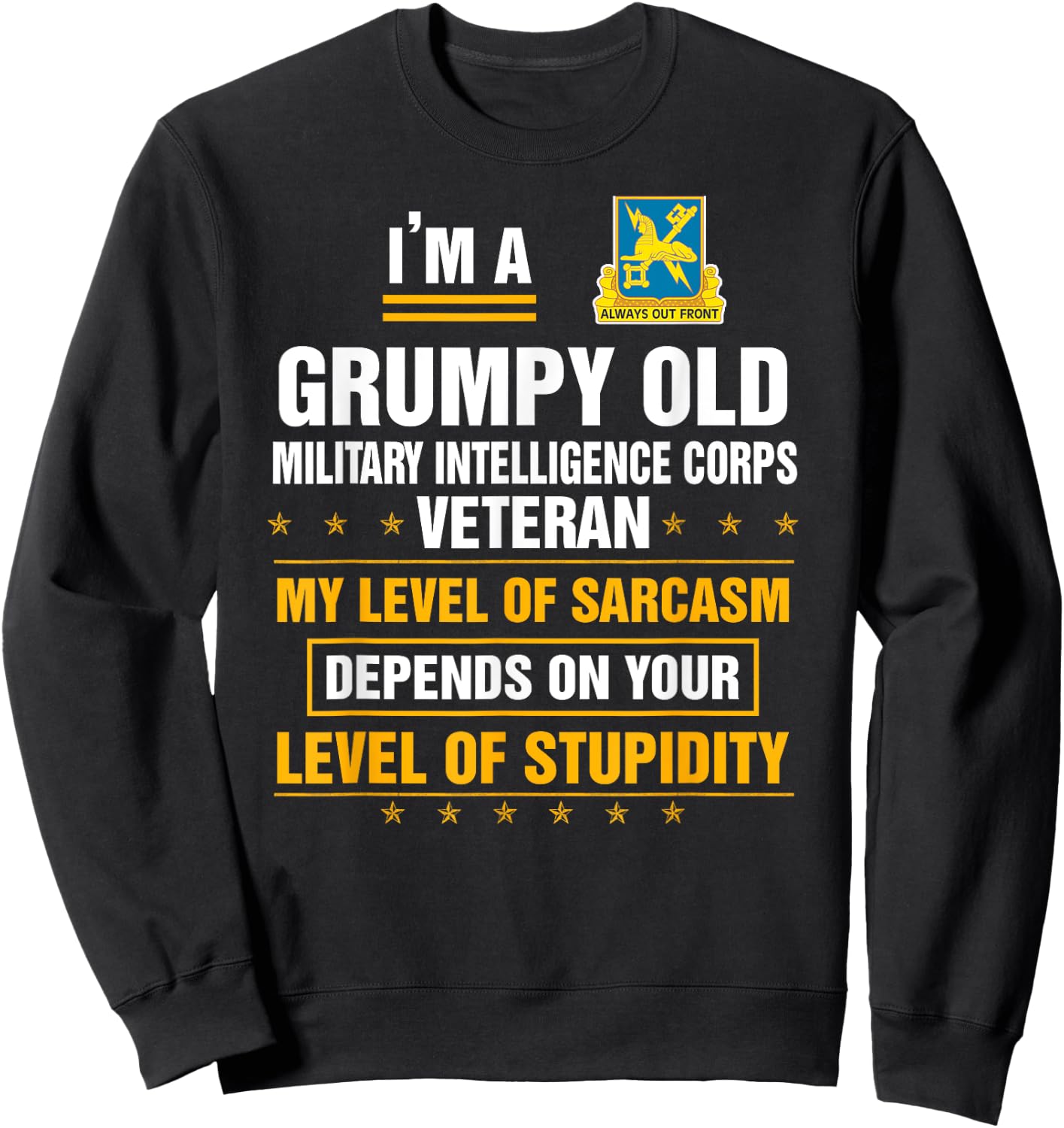Grumpy Old Military Intelligence Corps Veteran Funny Xmas Sweatshirt - Sweatshirt | Black