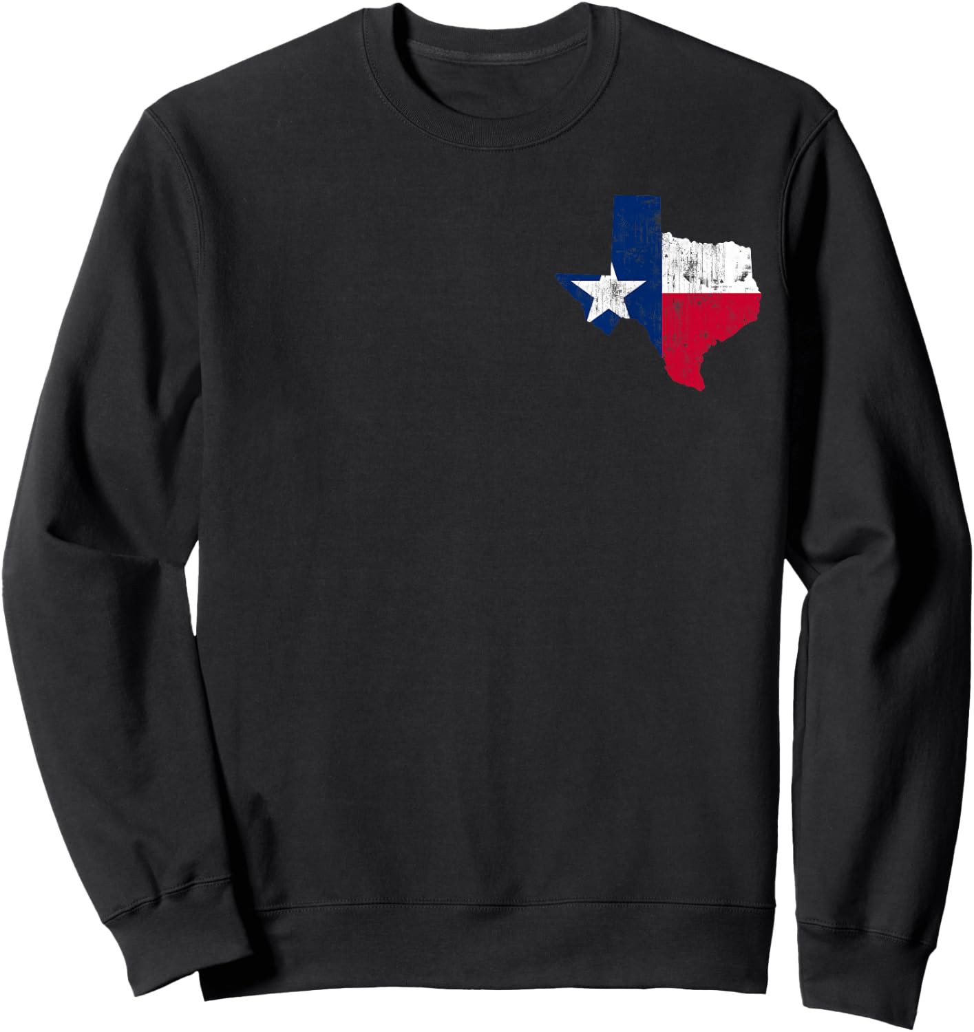 Texas State Flag Map Vintage Distressed Sweatshirt - Sweatshirt | Black