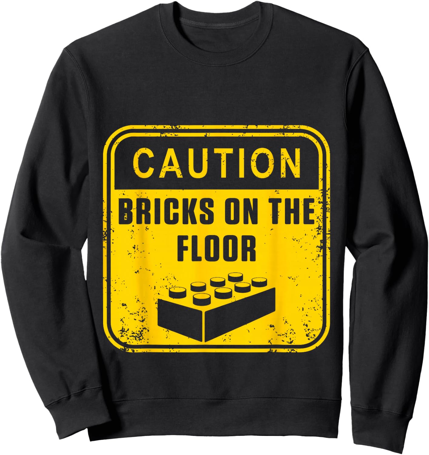 Caution Bricks On Floor Master Building Blocks Sweatshirt - Sweatshirt | Black