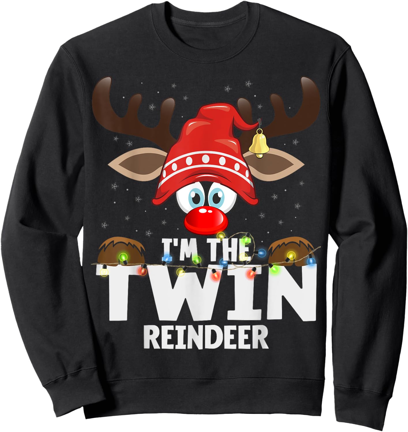 Christmas Matching I'm The Twin Reindeer Sweatshirt - Sweatshirt | Black