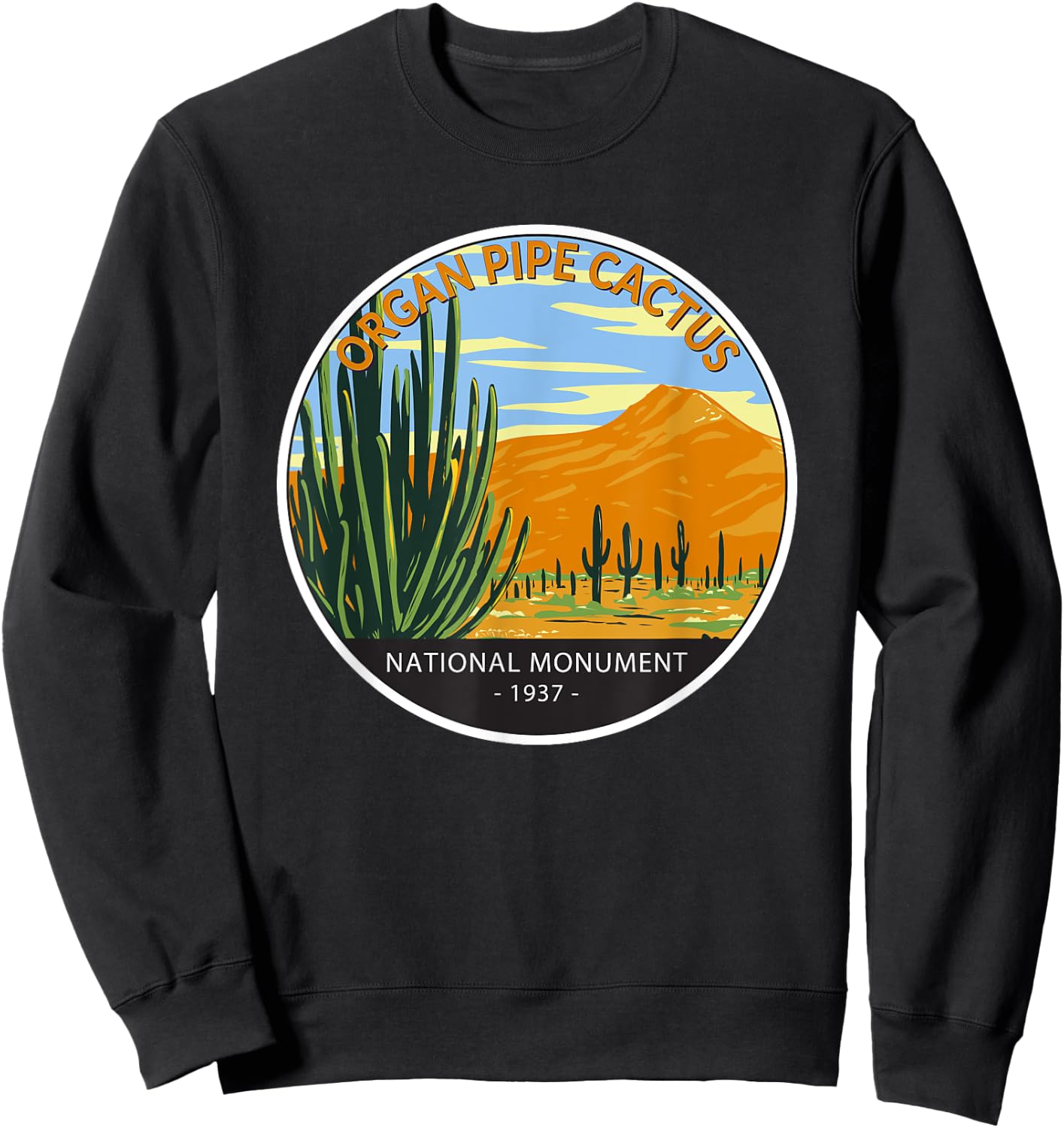 Organ Pipe Cactus National Monument Arizona Vintage Circle Sweatshirt - Sweatshirt | Black