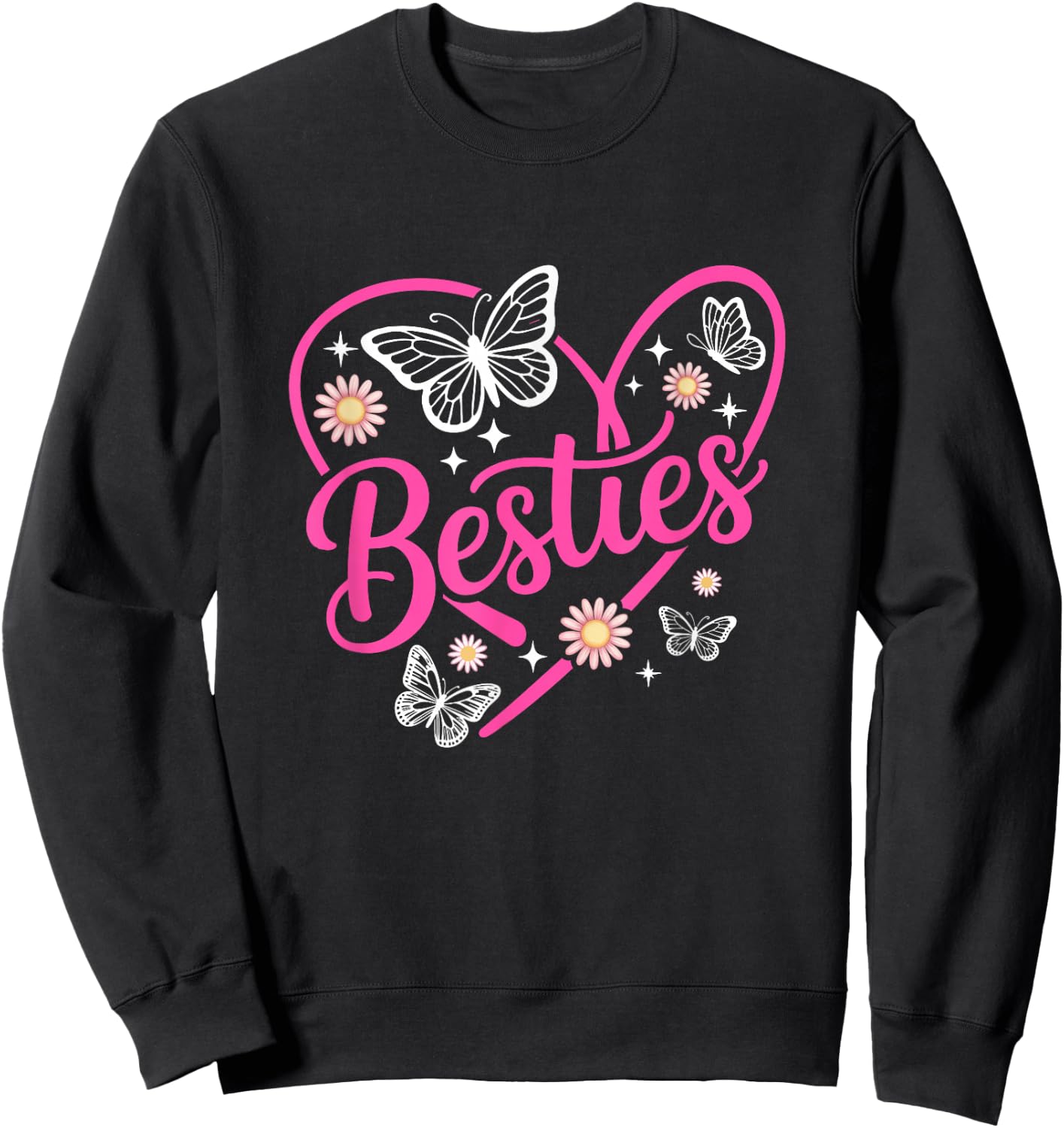 Besties Bff Bestfriends Heart Matching Girls Friends Bestie Sweatshirt - Sweatshirt | Black