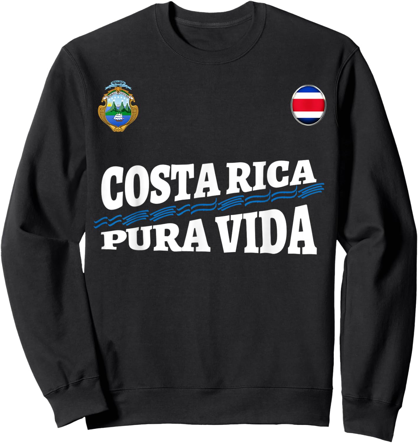 Costa Rica Pura Vida Shirt-Travel-Jersey Flag T Shirt Sweatshirt - Sweatshirt | Black
