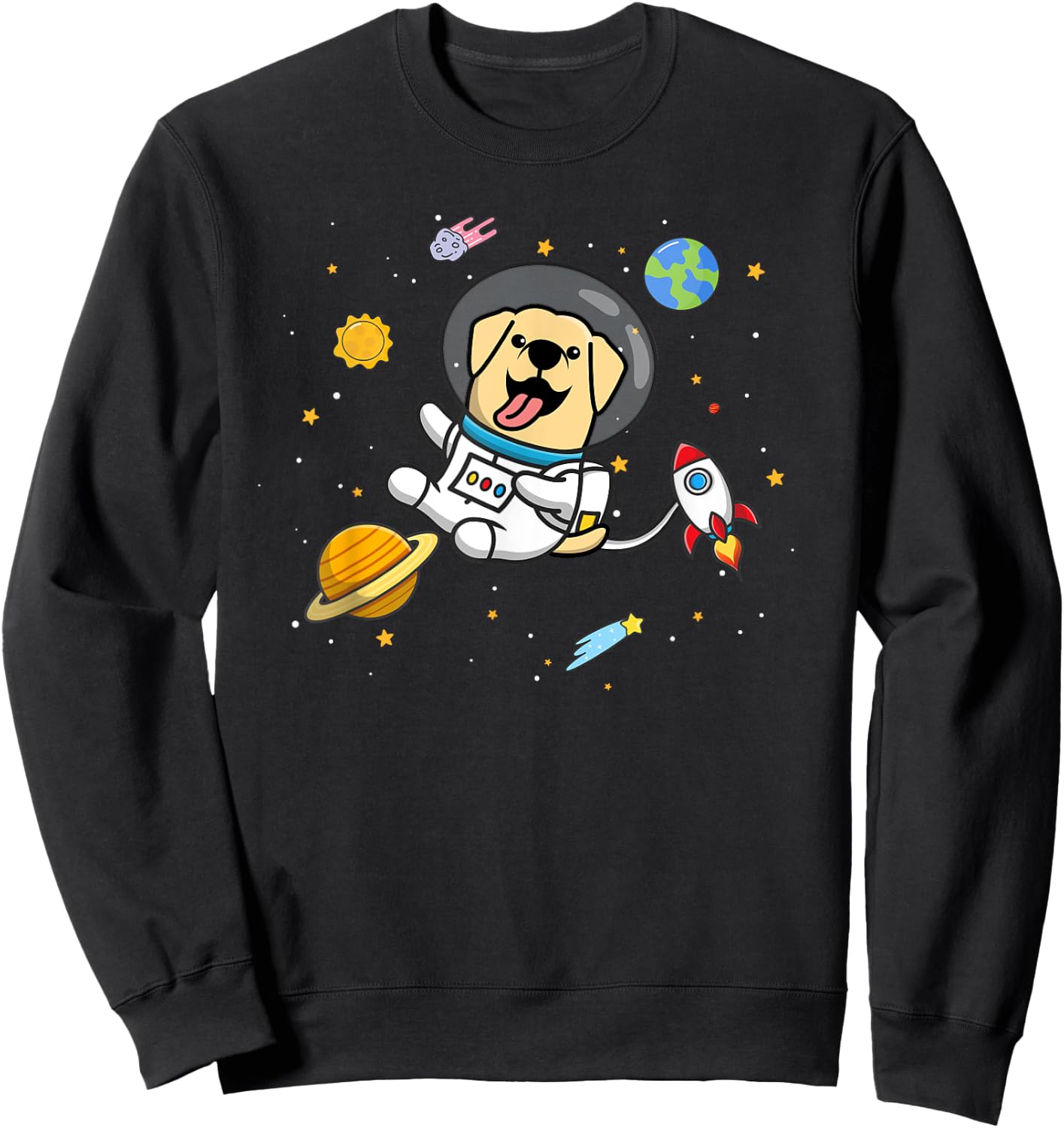 Cute Funny Kawaii Kids Boys Space Yellow Lab Lover Sweatshirt - Sweatshirt | Black
