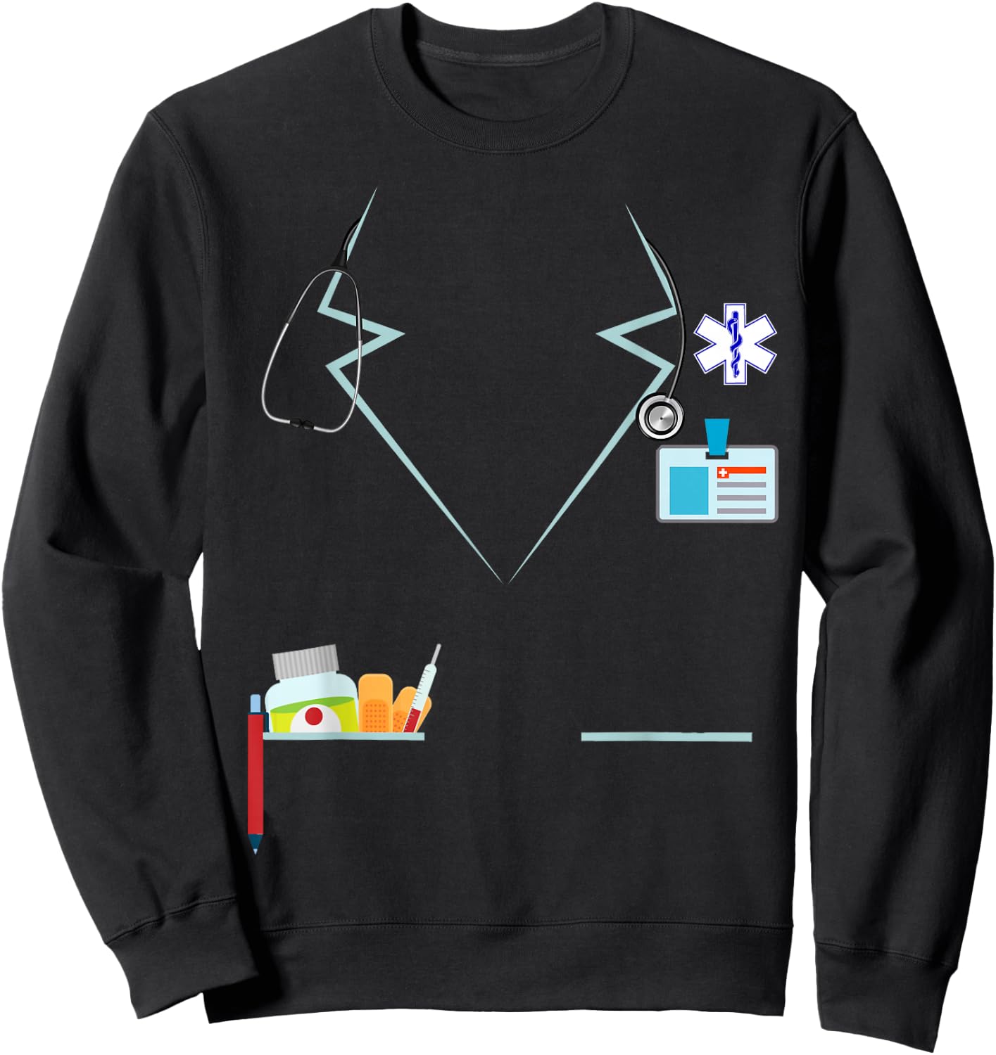 Nurse Costume Funny Lab Coat Uniform Men Sweatshirt - Sweatshirt | Black