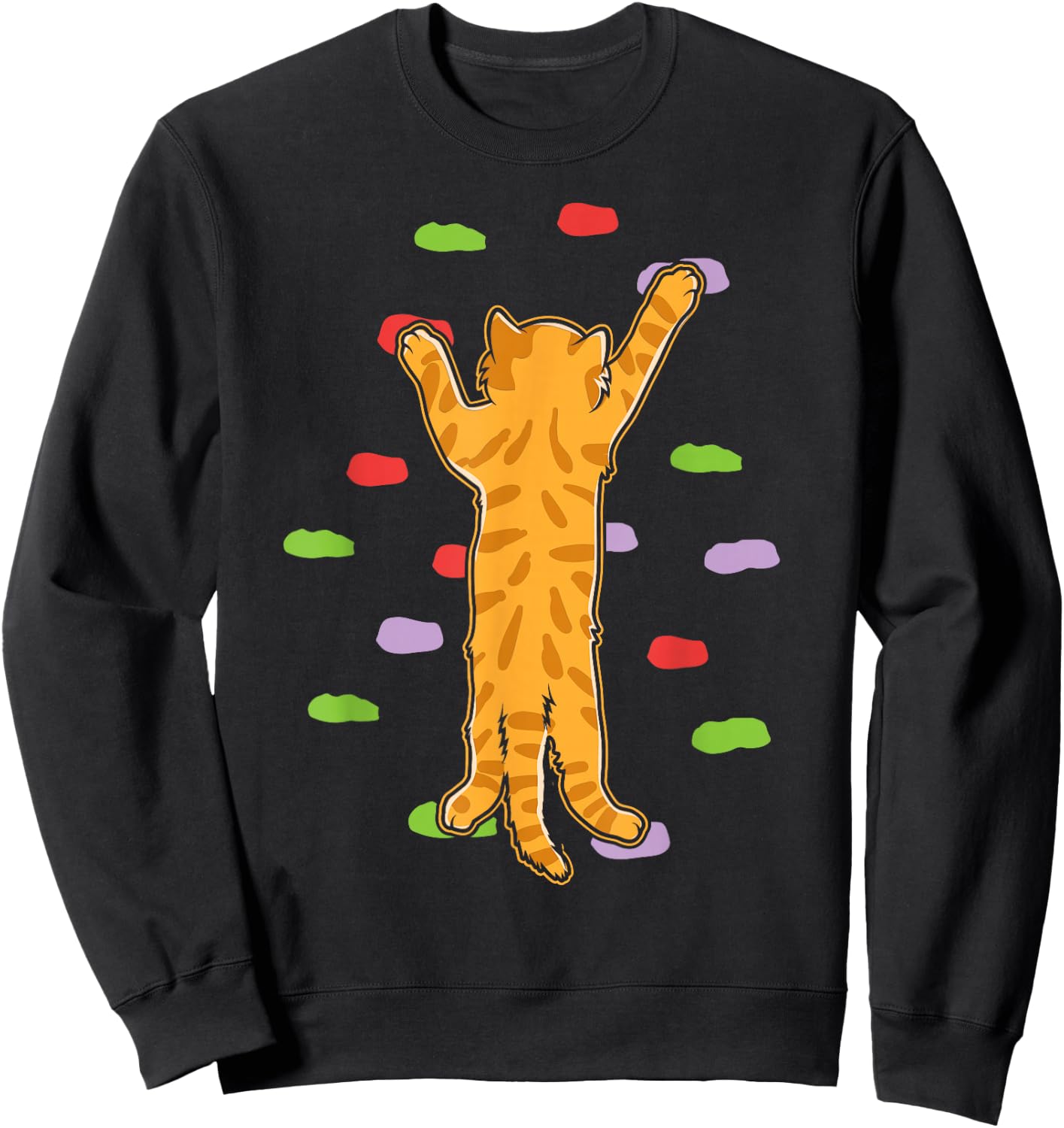 Funny Cute Bouldering Rock Climbing Cat Sweatshirt - Sweatshirt | Black