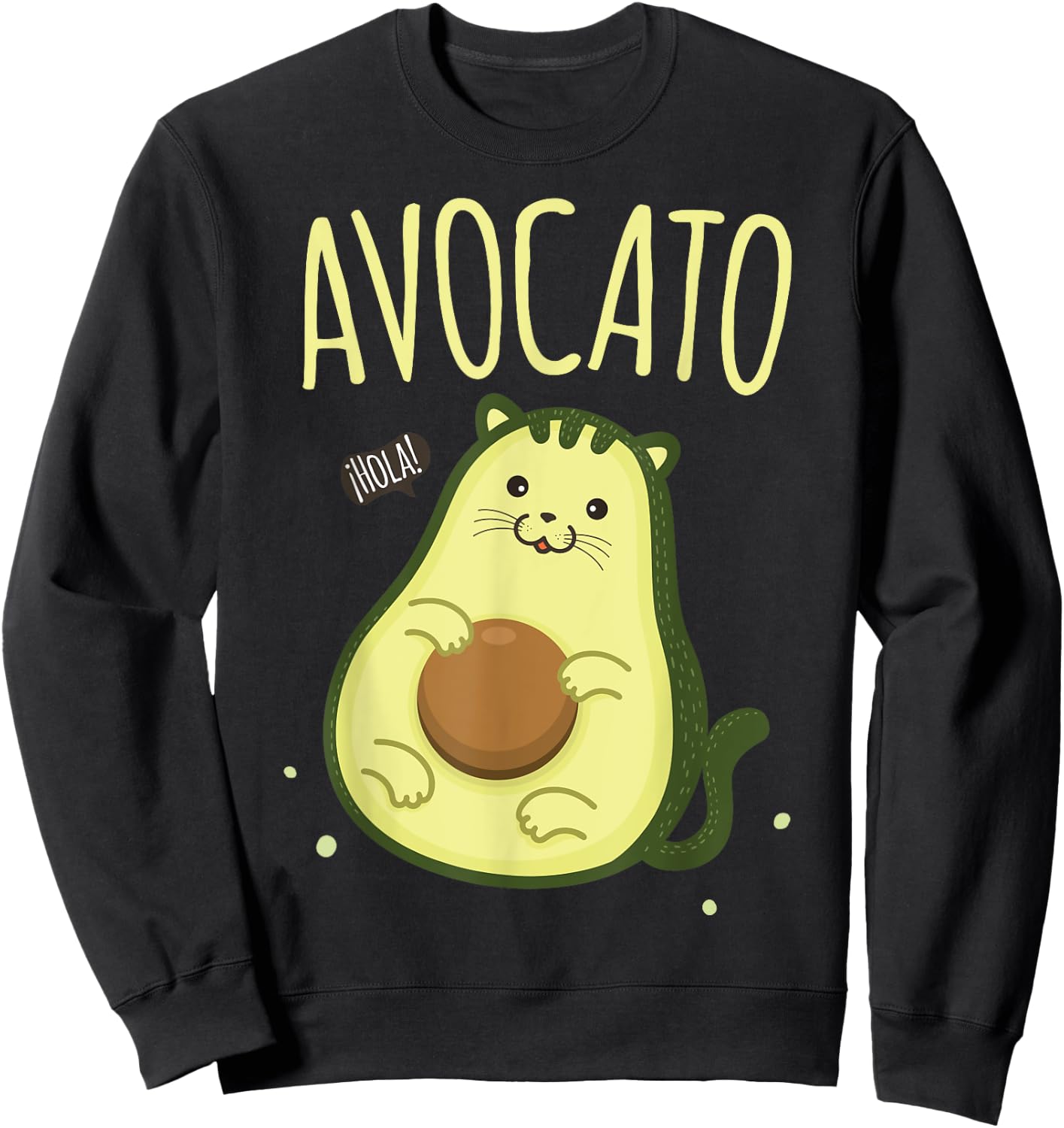 Cute Avocato Avocado Cat Kawaii Sweatshirt - Sweatshirt | Black