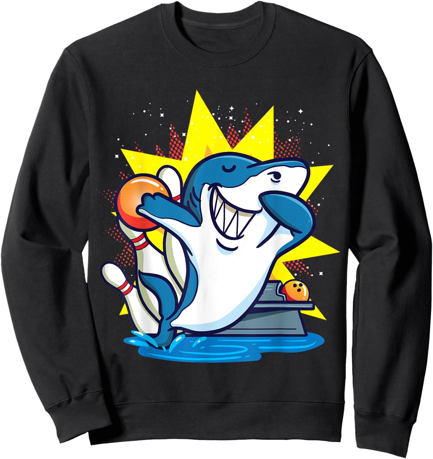 Shark Bowling Kids Shirt Animals Chemise Party Gift Sweatshirt - Sweatshirt | Black
