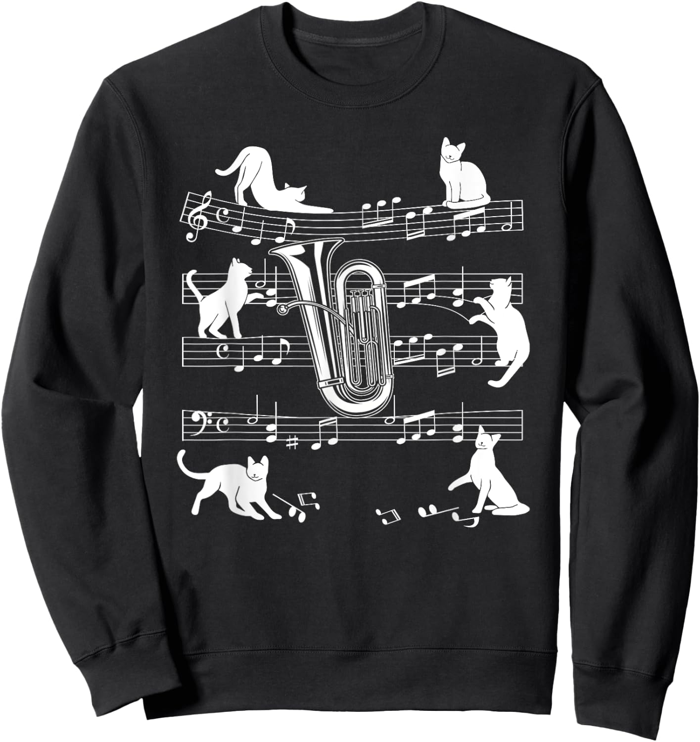 Tubist Cats for Cat loving Tuba player Sweatshirt - Sweatshirt | Black
