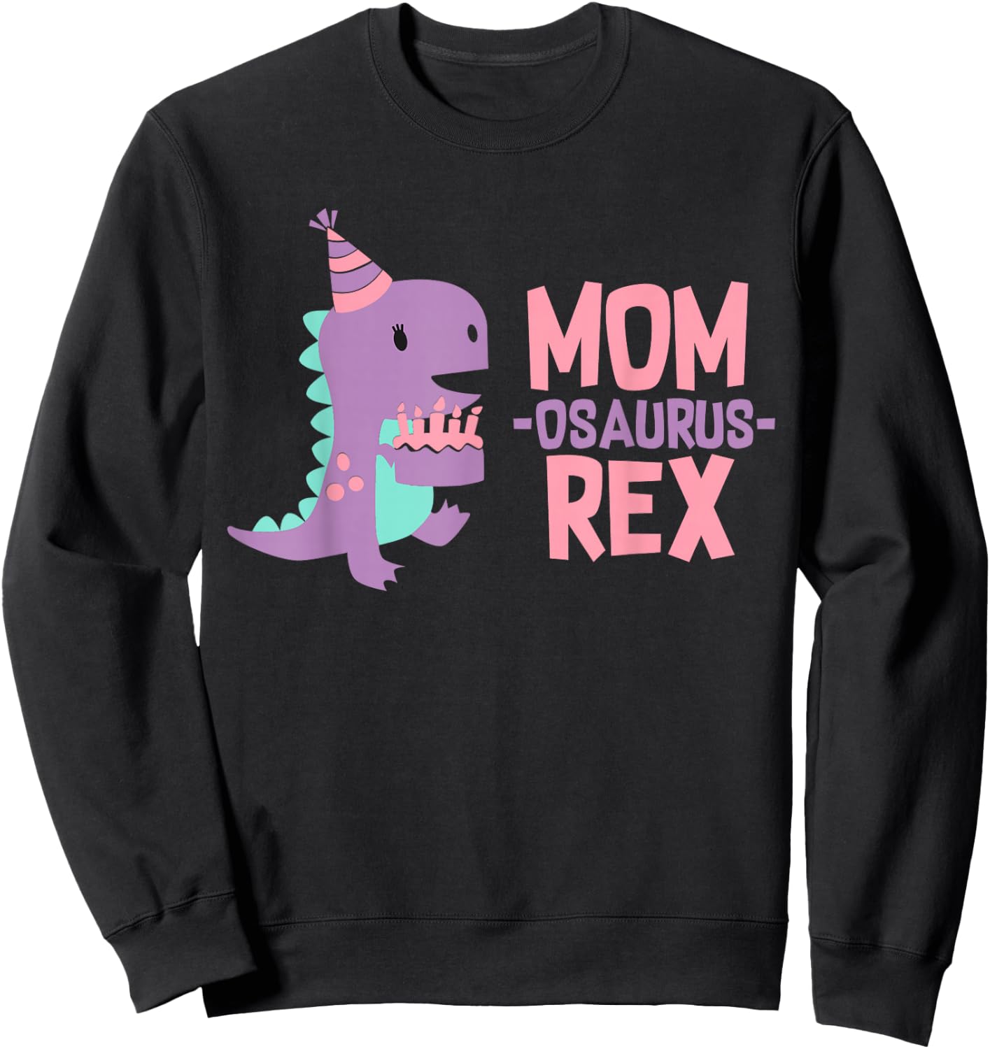 Mom Dinosaur Family Matching Birthday Girls Party Daughter Sweatshirt - Sweatshirt | Black