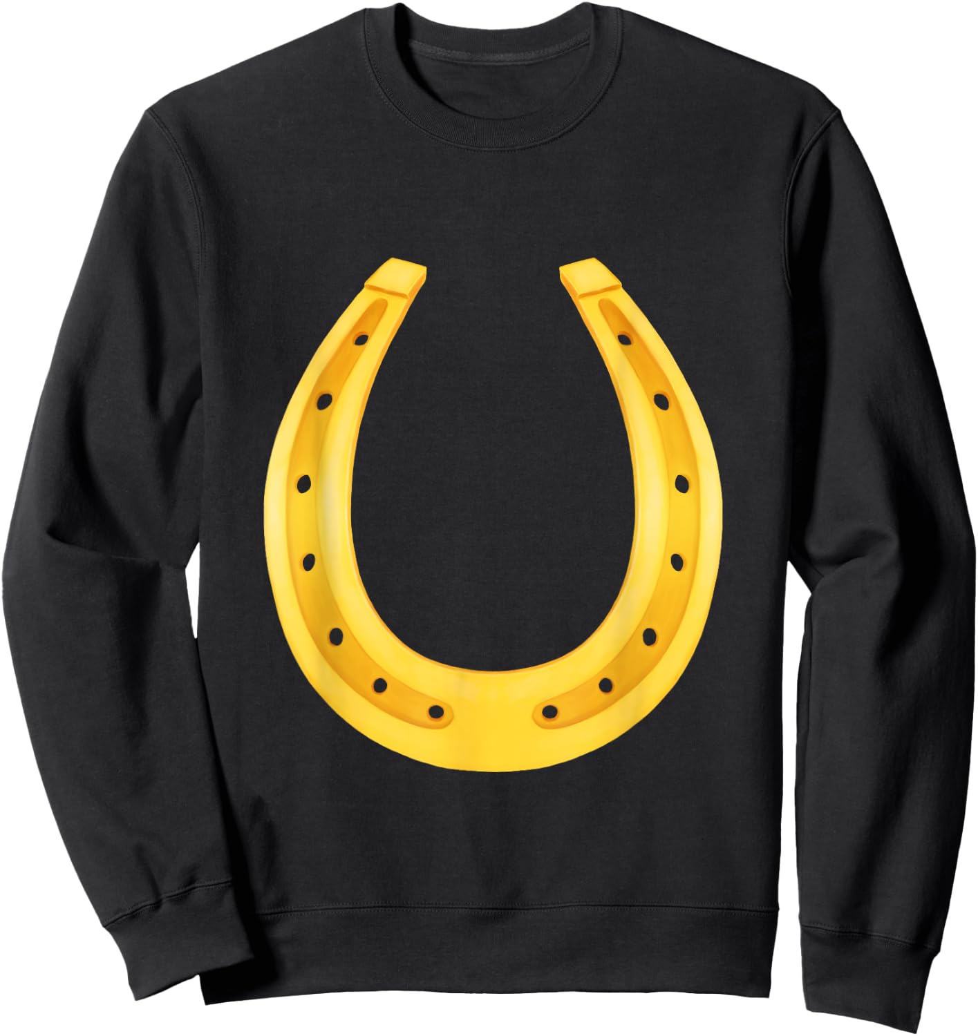 Lucky Golden Horseshoe Horse Shoe Good Luck St Patracks Day Sweatshirt - Sweatshirt | Black
