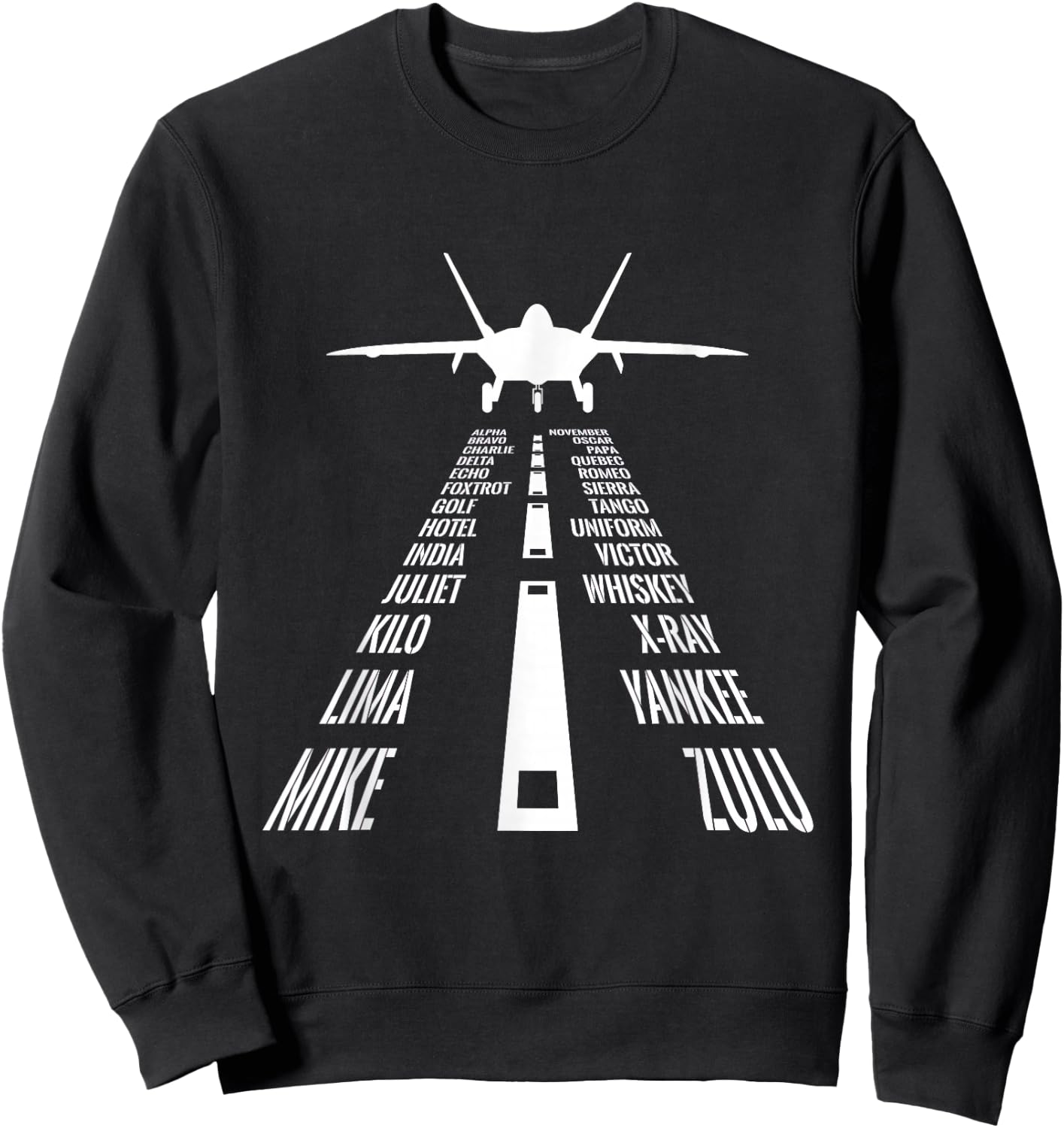 THE SALTY VETERAN F-22 Raptor Pilot Phonetic Alphabet Runway - Black, Men's Medium Sweatshirt - Sweatshirt | Black