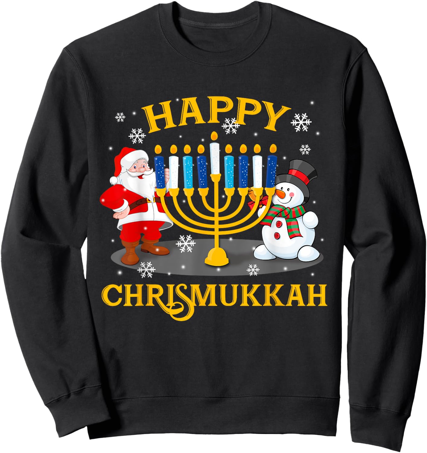 Happy Chrismukkah Funny Hanukkah Christmas Jewis Gifts Xmas Sweatshirt - Sweatshirt | Black