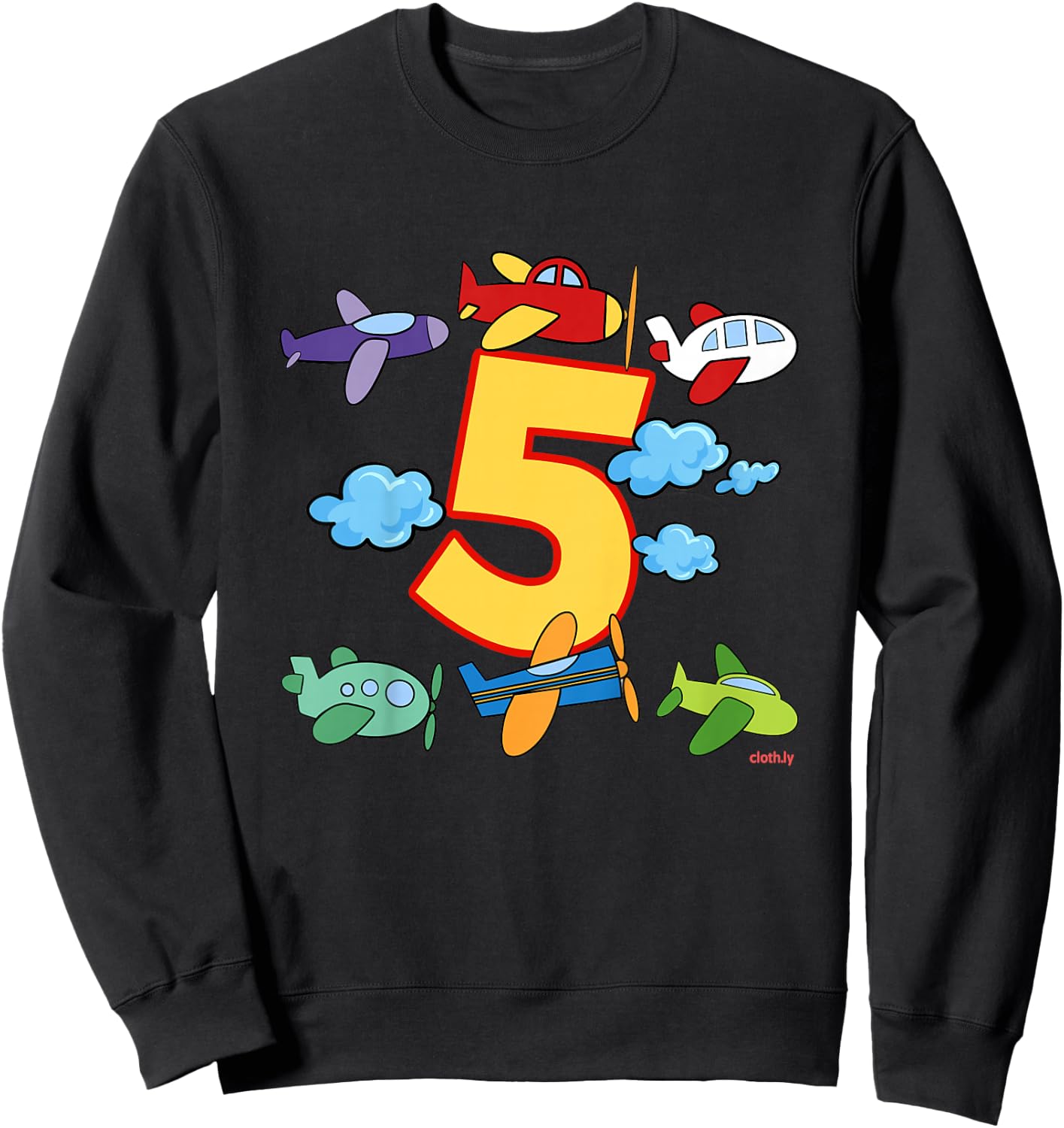 5th Birthday Boys Airplane Pilot 5 Years Birthday Sweatshirt - Sweatshirt | Black
