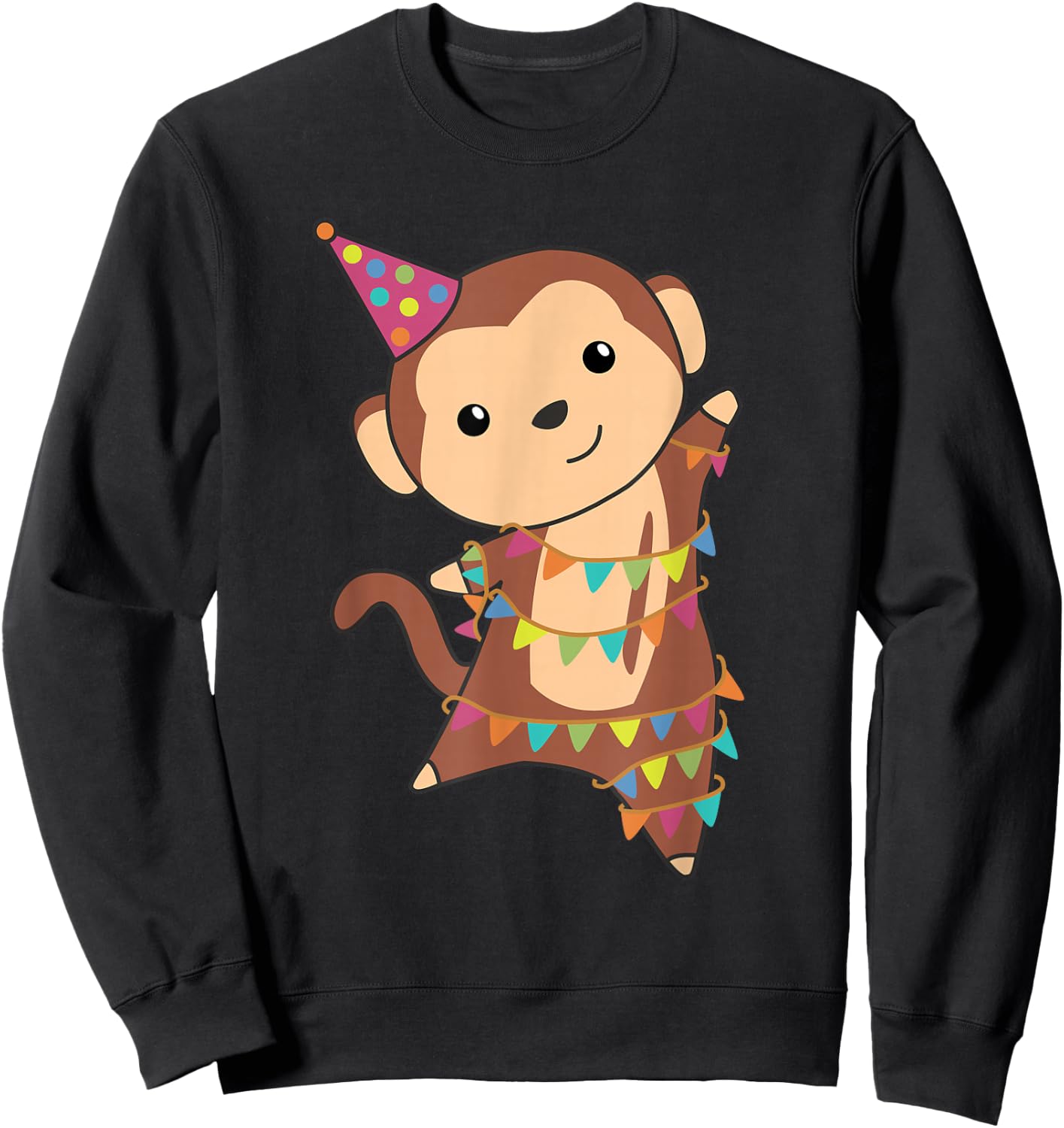 Cute Animals For Every Child's Birthday Birthday Monkey Kids Sweatshirt - Sweatshirt | Black