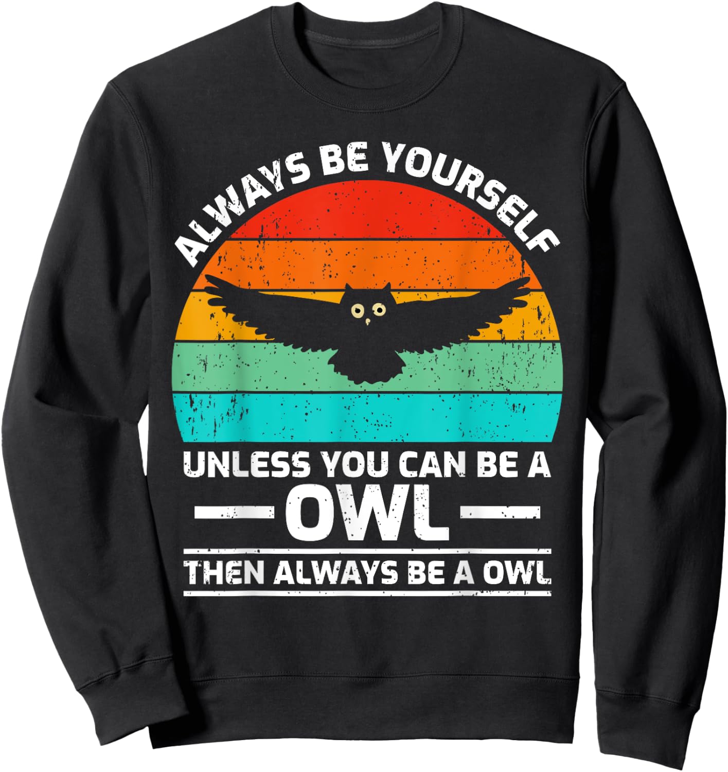 Vintage Owl Bird Lover Retro Cute Owl Sweatshirt - Sweatshirt | Black