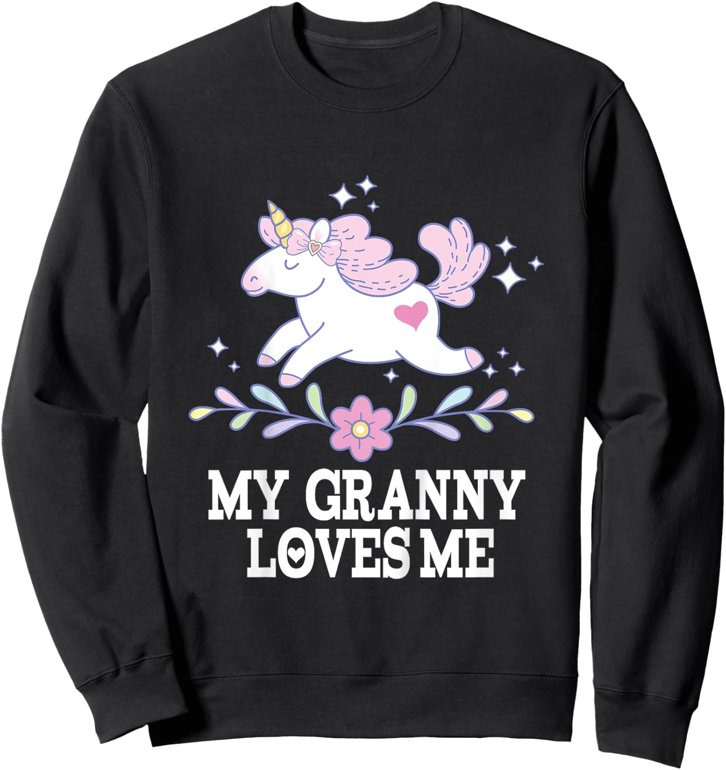 My Granny Loves Me Granddaughter Girl Unicorn Sweatshirt - Sweatshirt | Black