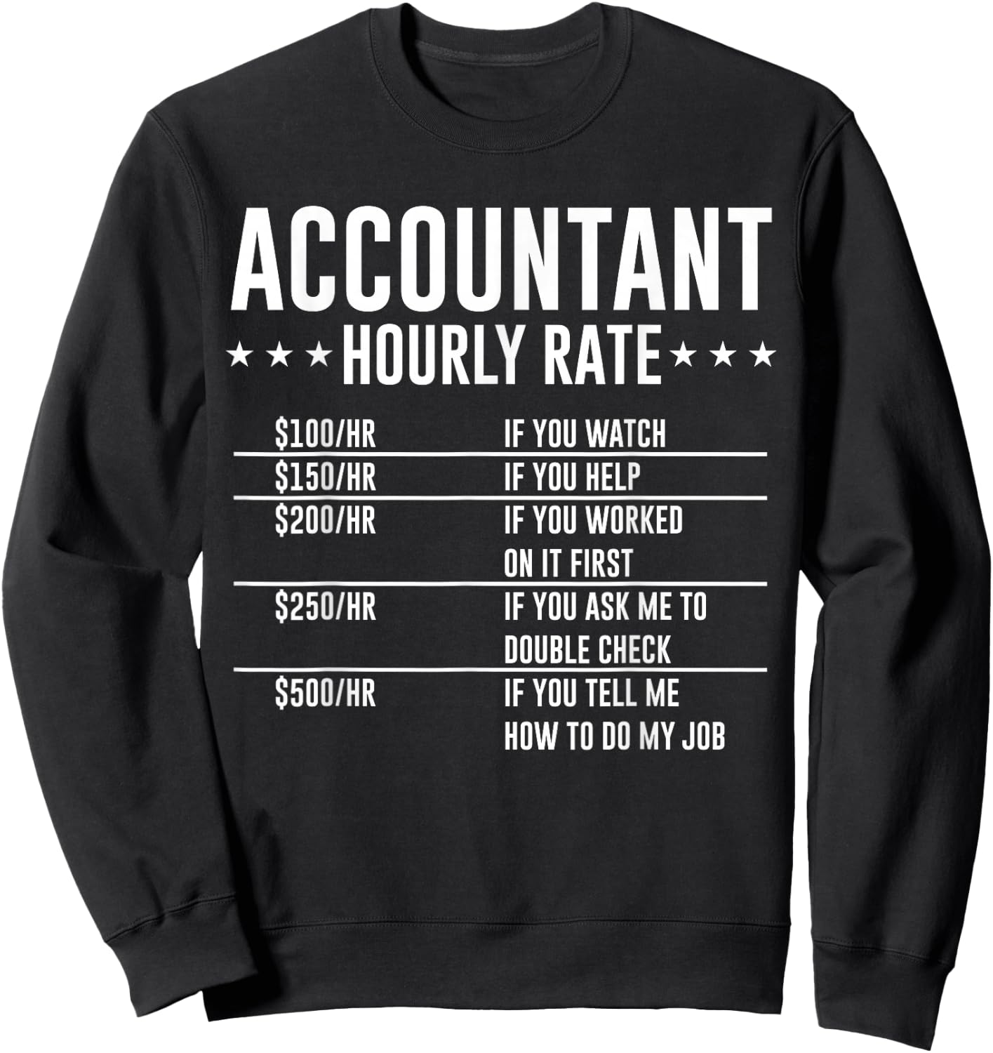Accountant Hourly Rate Funny Accounting CPA Humor Birthday Sweatshirt - Sweatshirt | Black