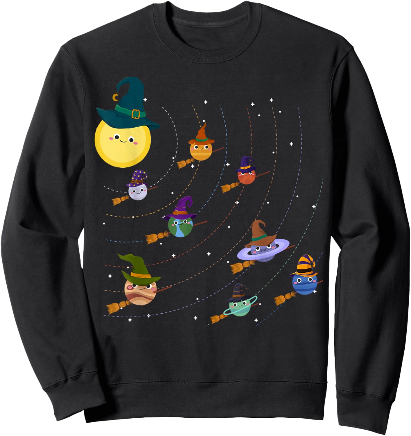 Funny Halloween Solar System Witch Planets - Space Astronaut Sweatshirt - Sweatshirt | Black