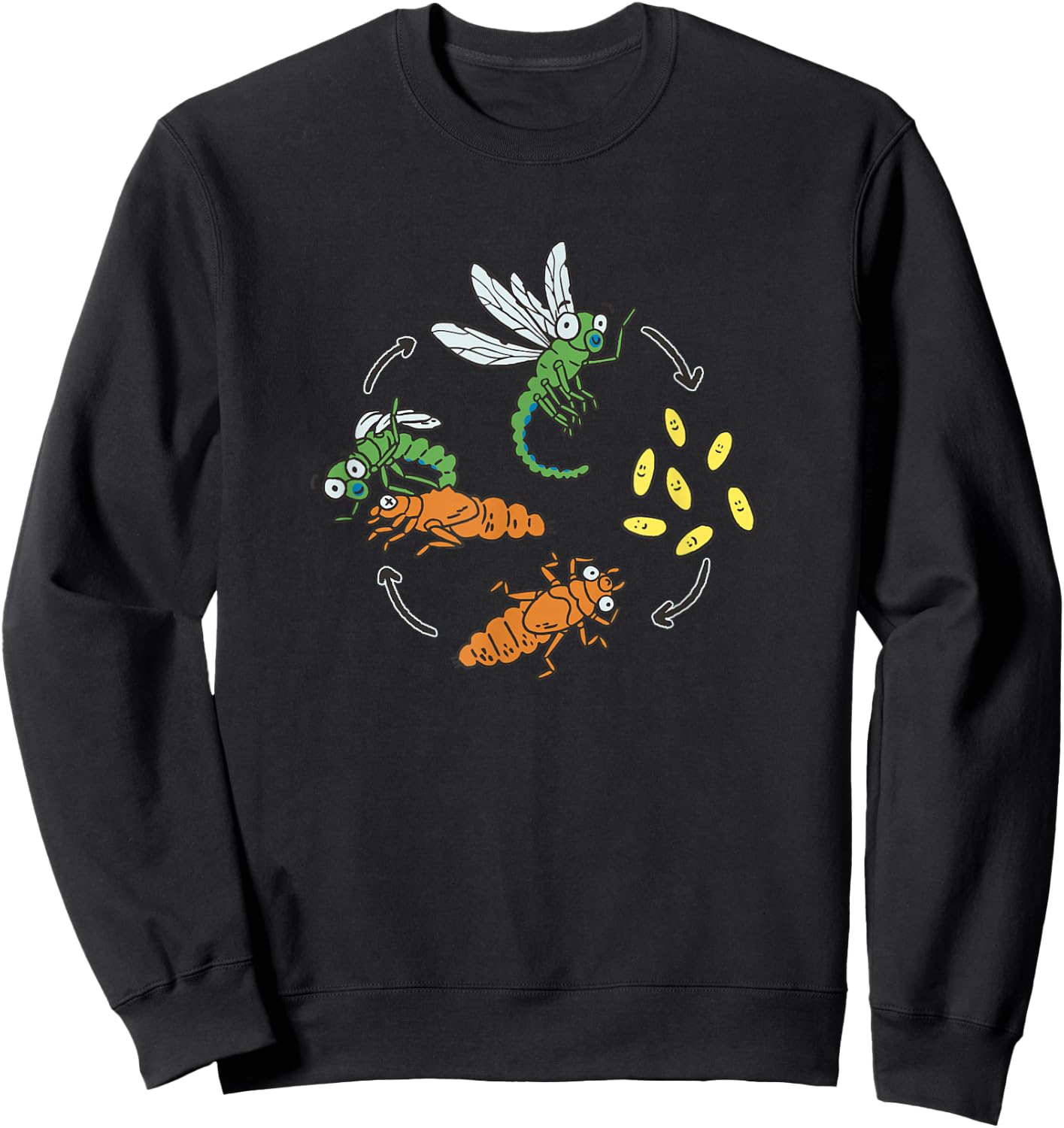 Dragonfly Garden Pond Habitat Pond Life Cycle Dragonfly Sweatshirt - Sweatshirt | Black