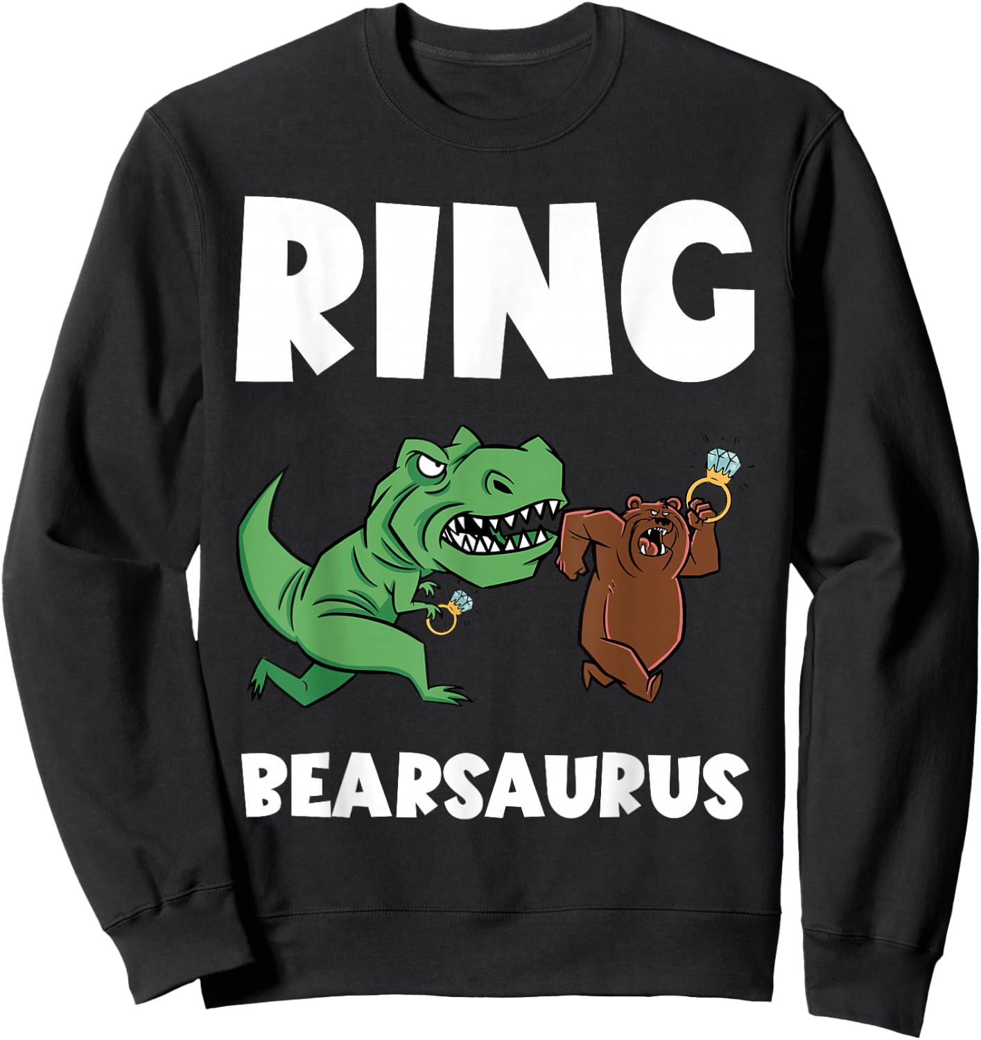 Funny Ring Bearer Security Bear Dino Wedding Party Ring Sweatshirt - Sweatshirt | Black