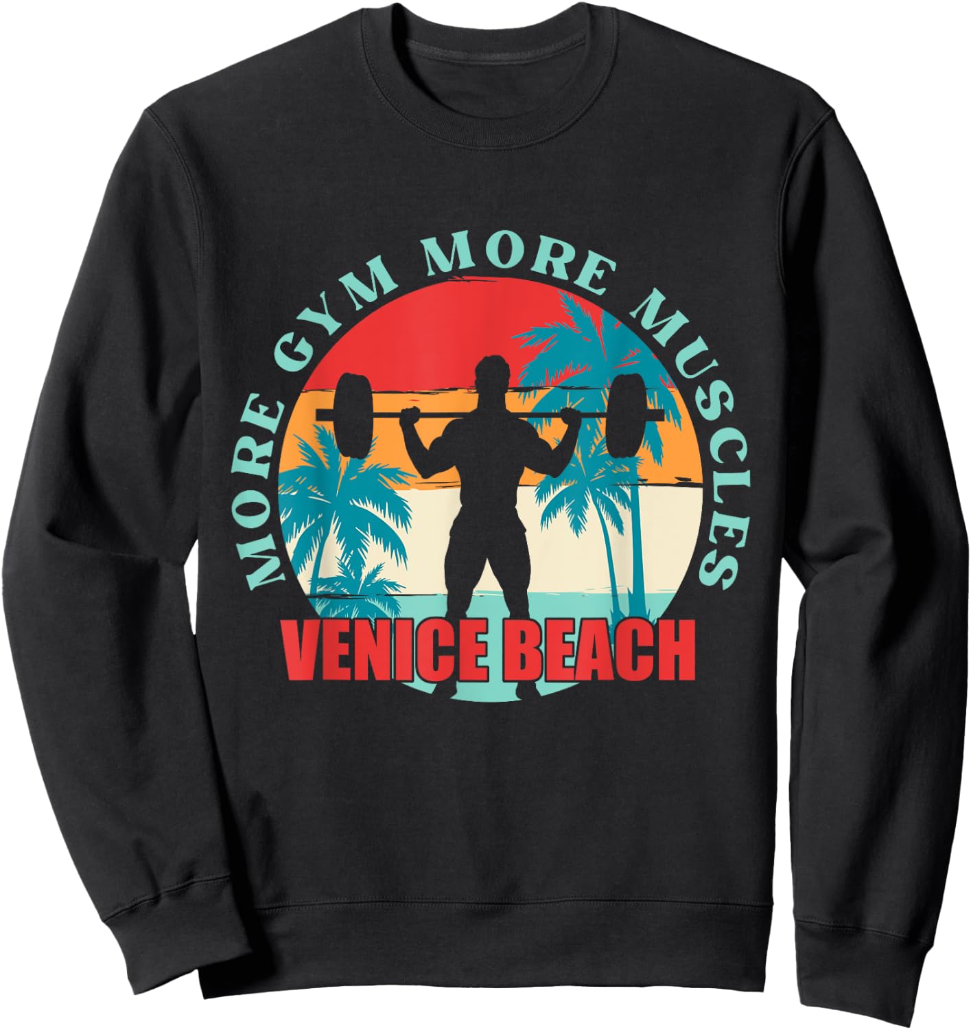 More Gym More Muscles Bodybuilding Venice Beach Men Women Kids Sweatshirt - Sweatshirt | Black