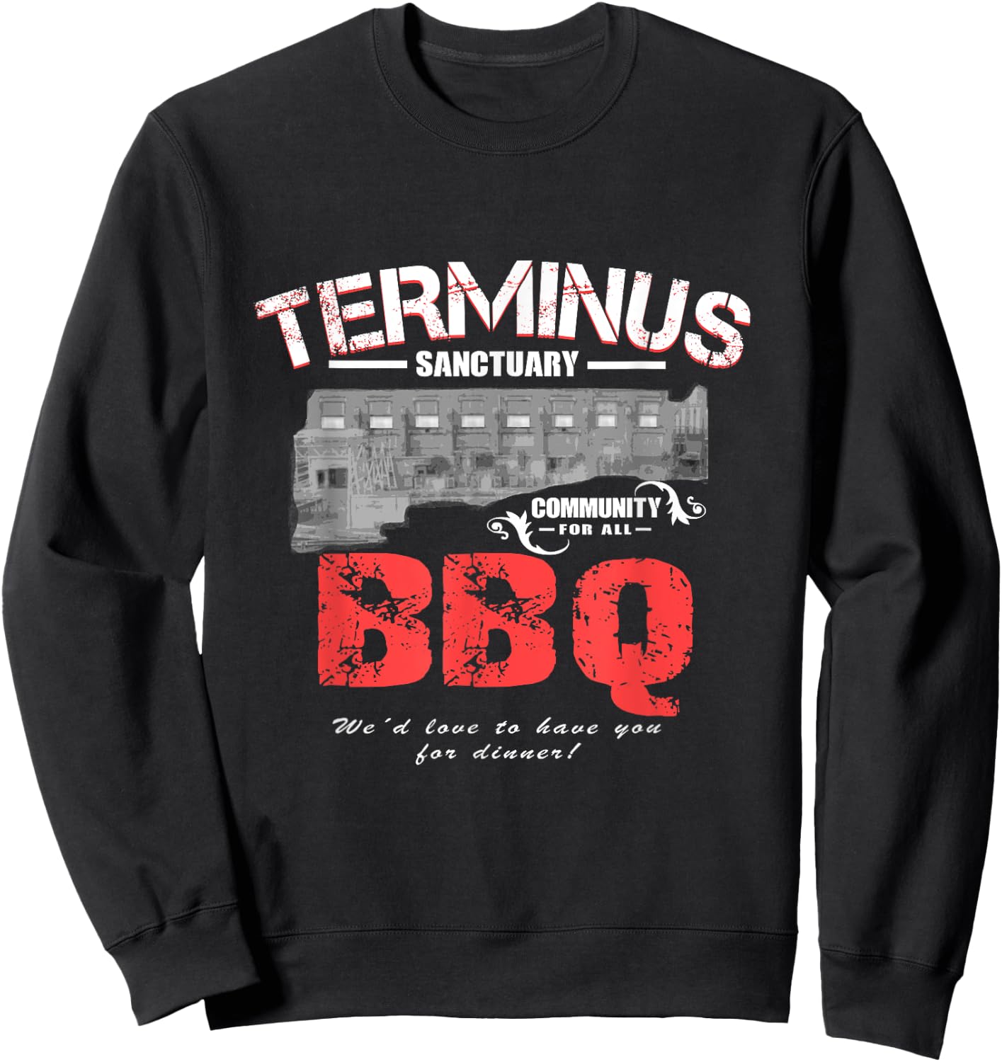 Go Out Adult Terminus BBQ Funny Zombie Apocalypse Sweatshirt - Sweatshirt | Black