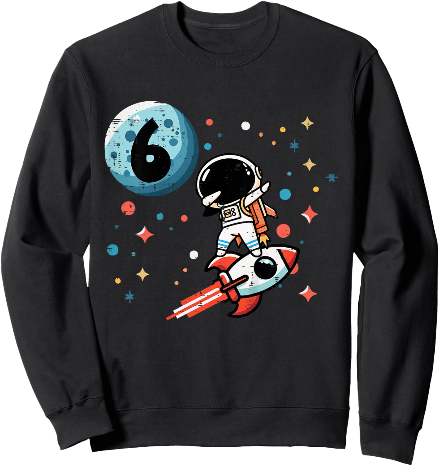 Kids 6th Birthday Astronaut Dab Rocket 6 Years Old Bday Boys Kids Sweatshirt - Sweatshirt | Black