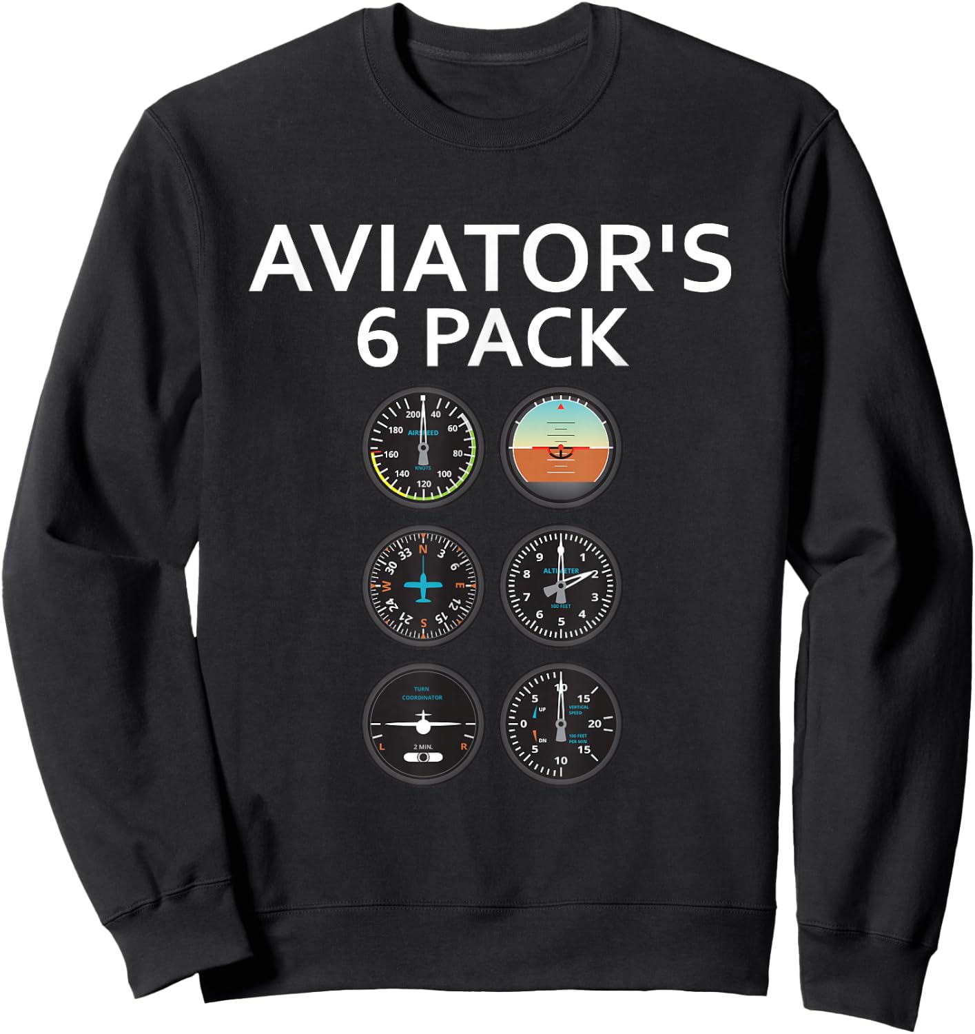 Aviator Pack of 6 : Pilot Novelty Humour Sweatshirt - Sweatshirt | Black
