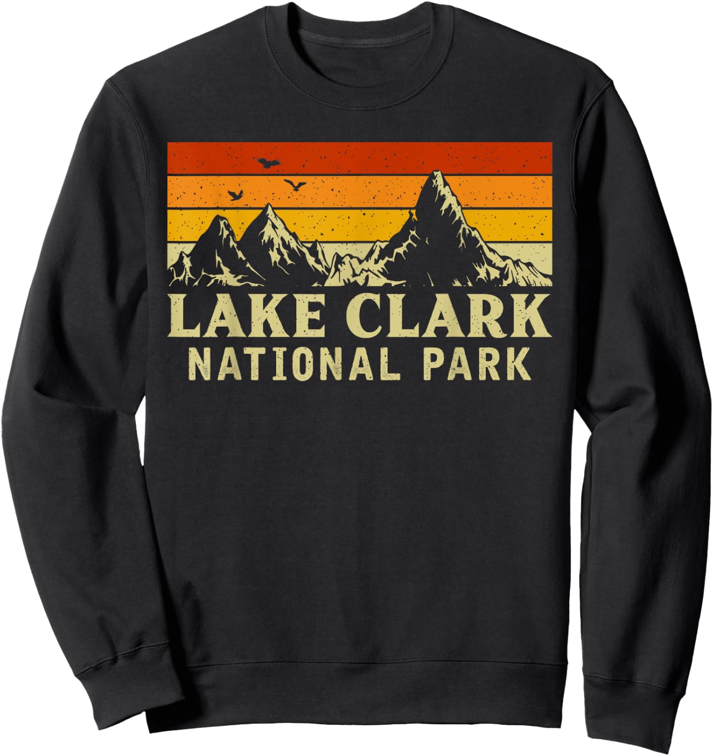 Vintage Retro Mountain Graphics Lake Clark National Park Sweatshirt - Sweatshirt | Black
