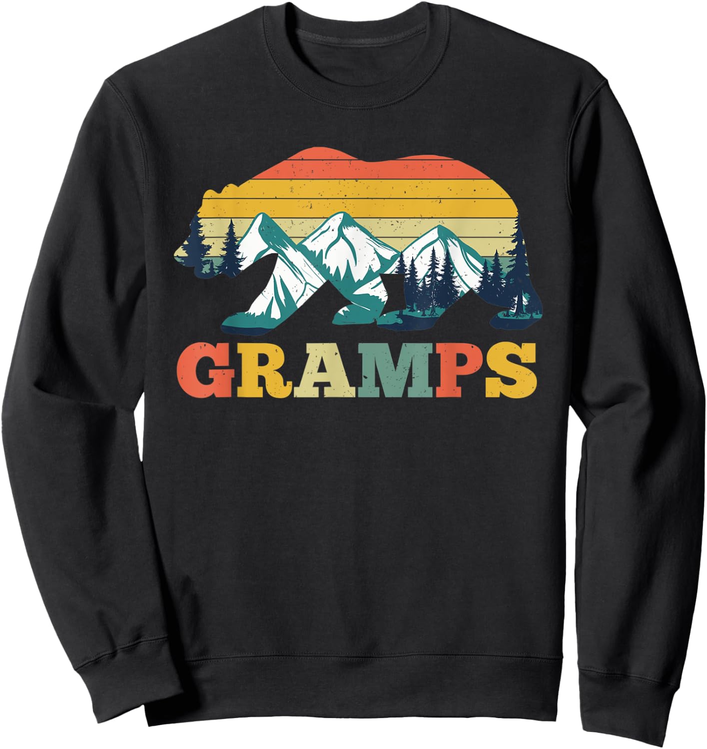 Vintage Gramps Bear Camper Camping Mountain Father's Day Sweatshirt - Sweatshirt | Black