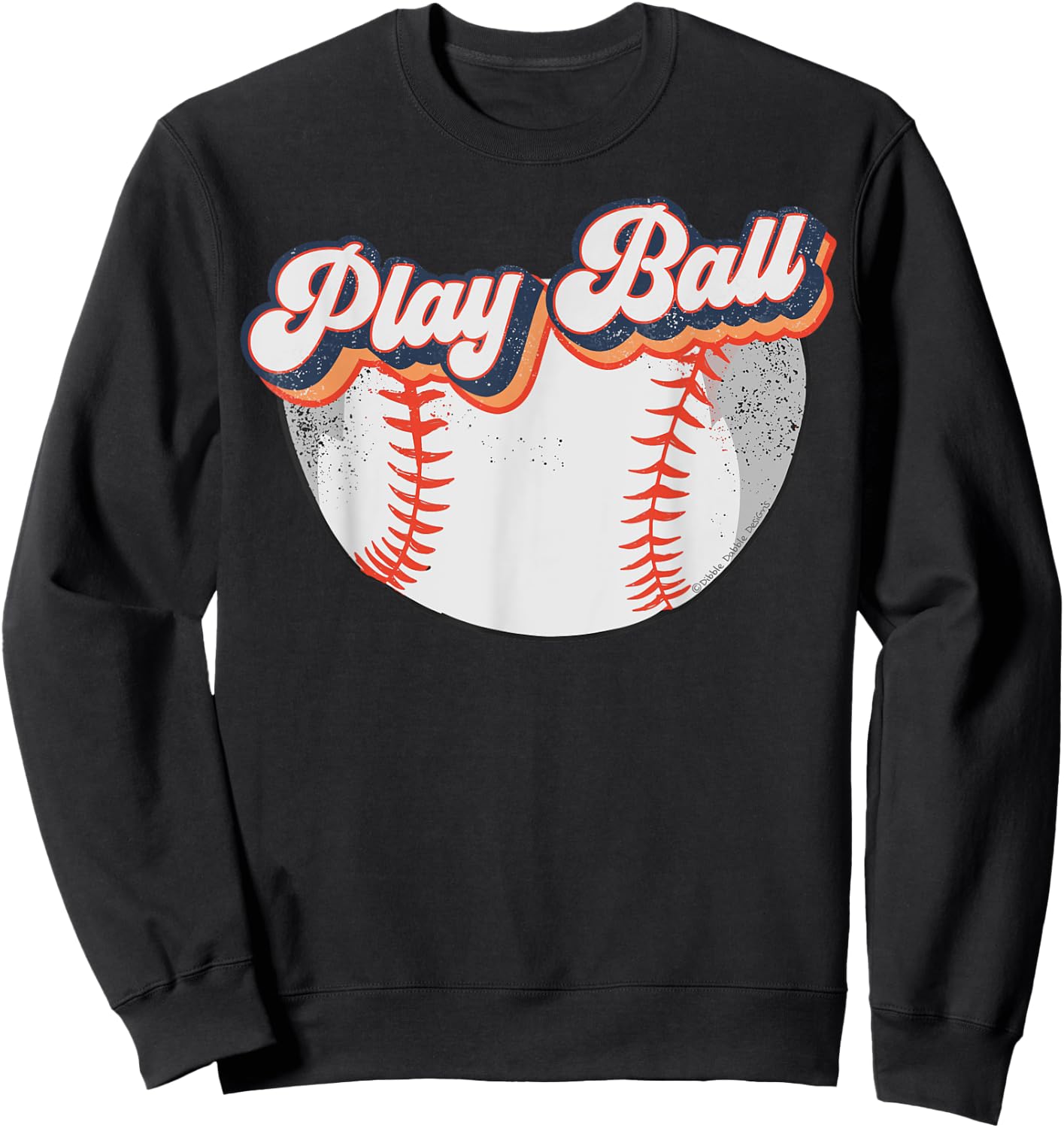 Retro Style PLAY BALL Softball Baseball Sweatshirt - Sweatshirt | Black