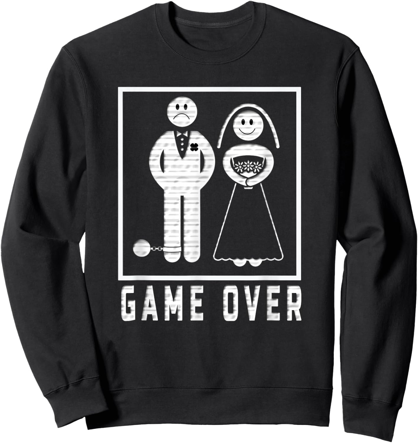 Game Over Wedded Funny Bachelor's Wedding Men & Women Sweatshirt - Sweatshirt | Black