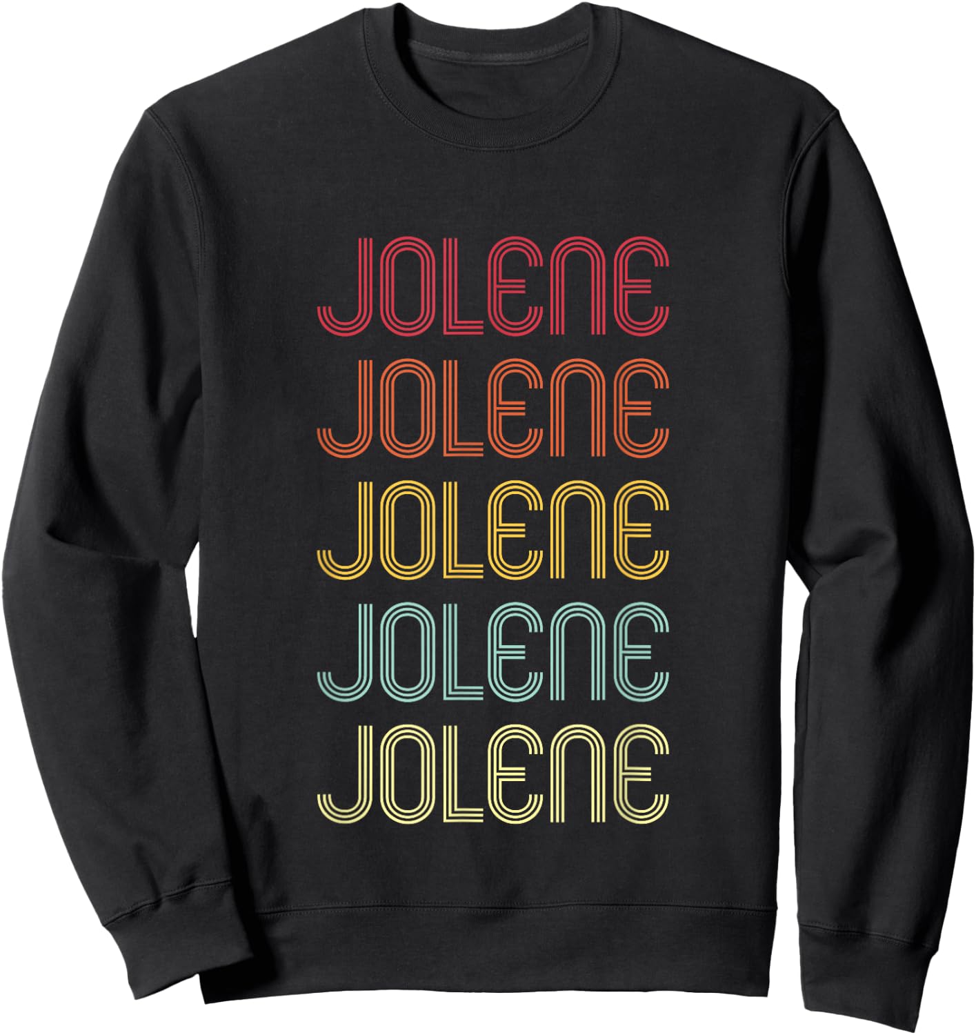 Jolene Retro Wordmark Pattern Vintage Personalized 70s Sweatshirt - Sweatshirt | Black