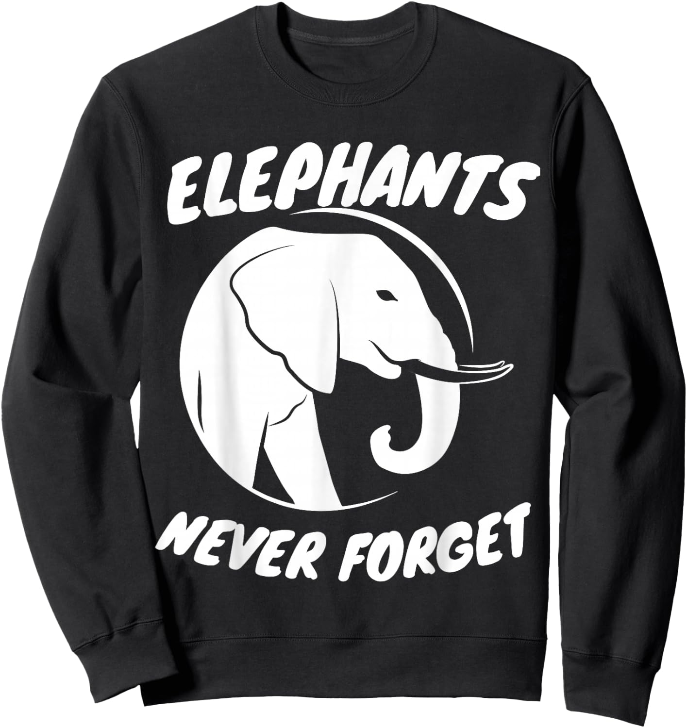 Cool Elephants Never Forget Elephant Silhouette Retro Sweatshirt - Sweatshirt | Black