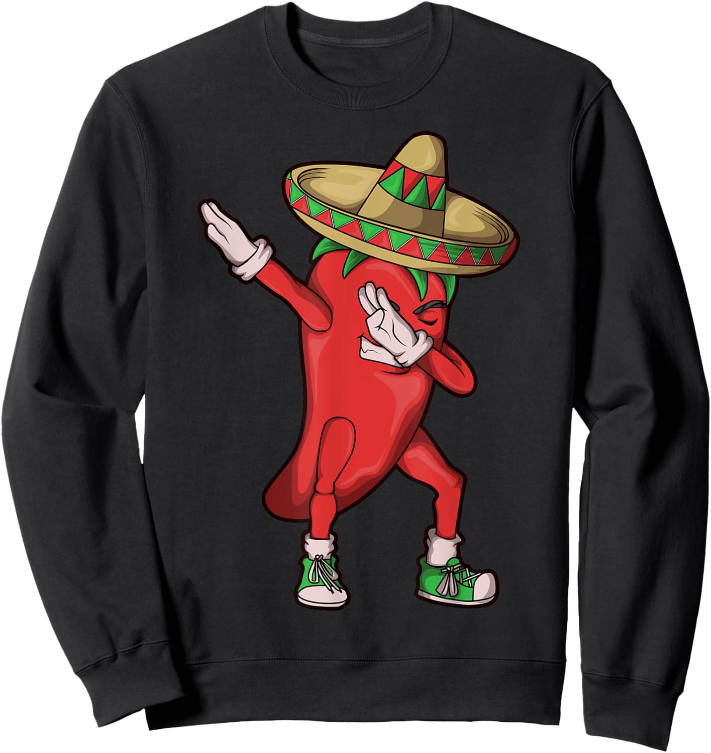 Chili Dabbing Shirt Hot Pepper Sombrero Cinco de Mayo Gift Sweatshirt - Sweatshirt | Black