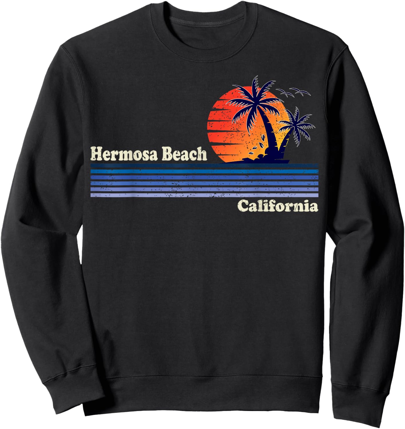 Hermosa Beach Shirt - Vintage Retro Sunset Hermosa Beach Sweatshirt - Sweatshirt | Black