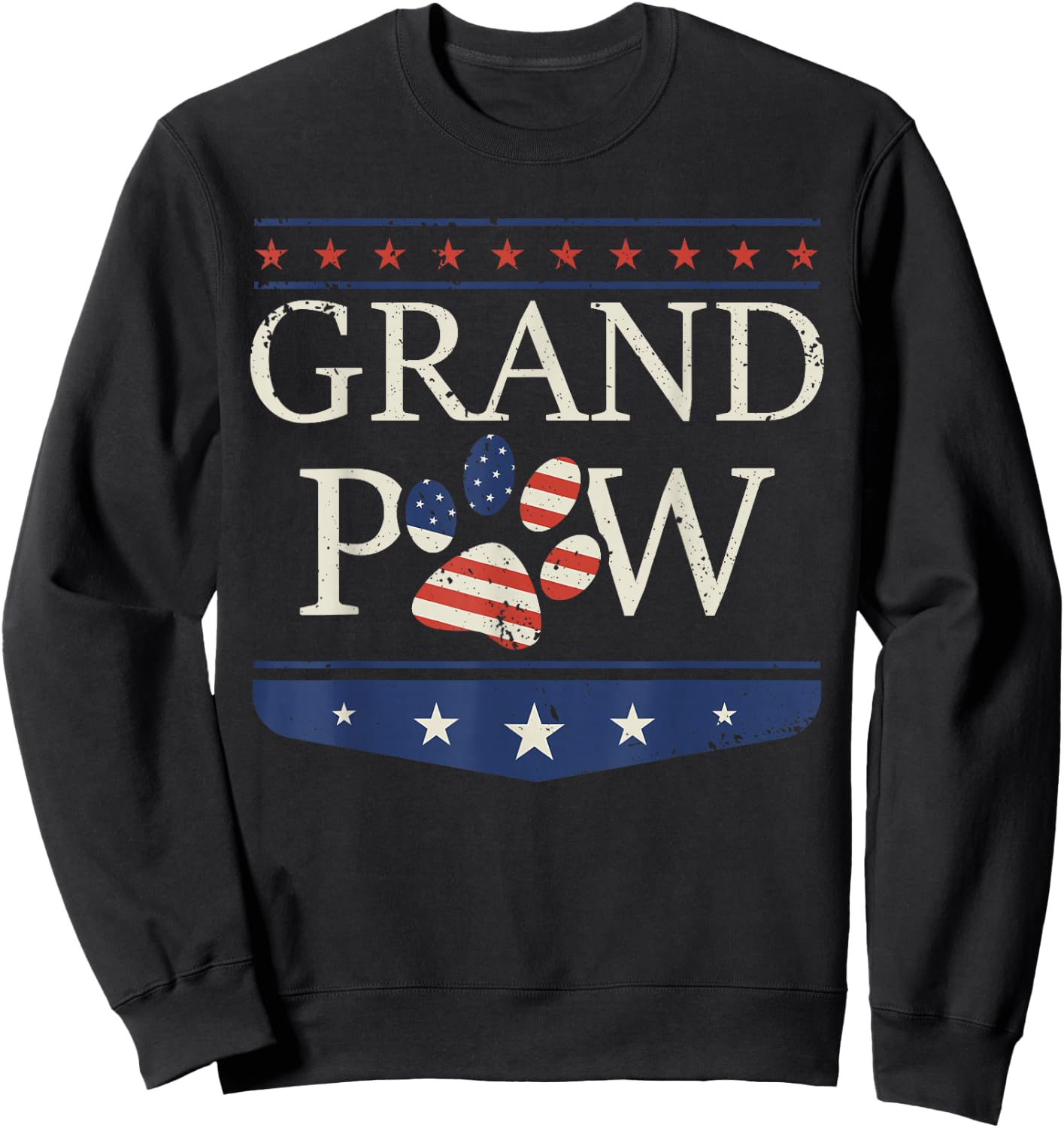 Grandpaw - Dog Grandpa Father's Day Grandkids Patriotic Sweatshirt - Sweatshirt | Black