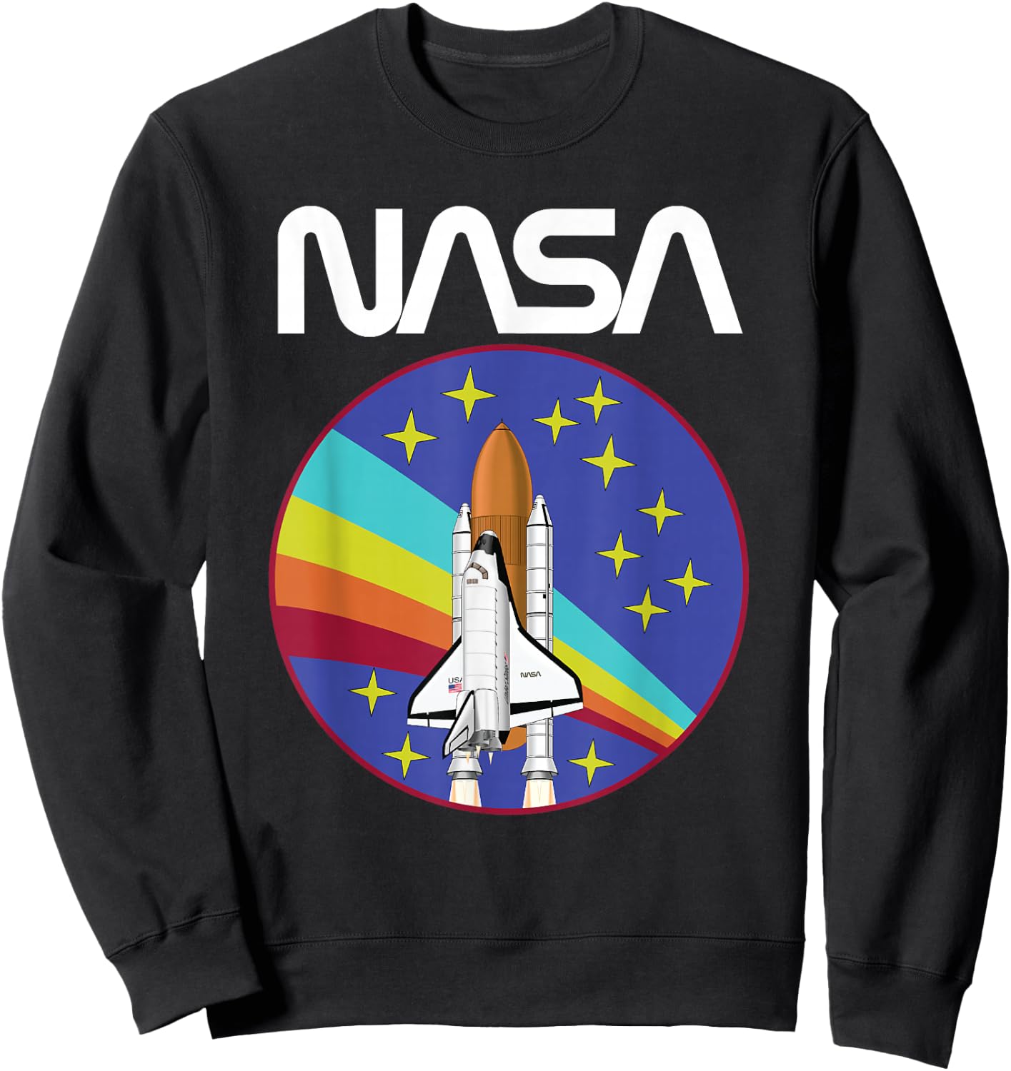 Retro NASA Space Shuttle Rainbow Sweatshirt - Sweatshirt | Black