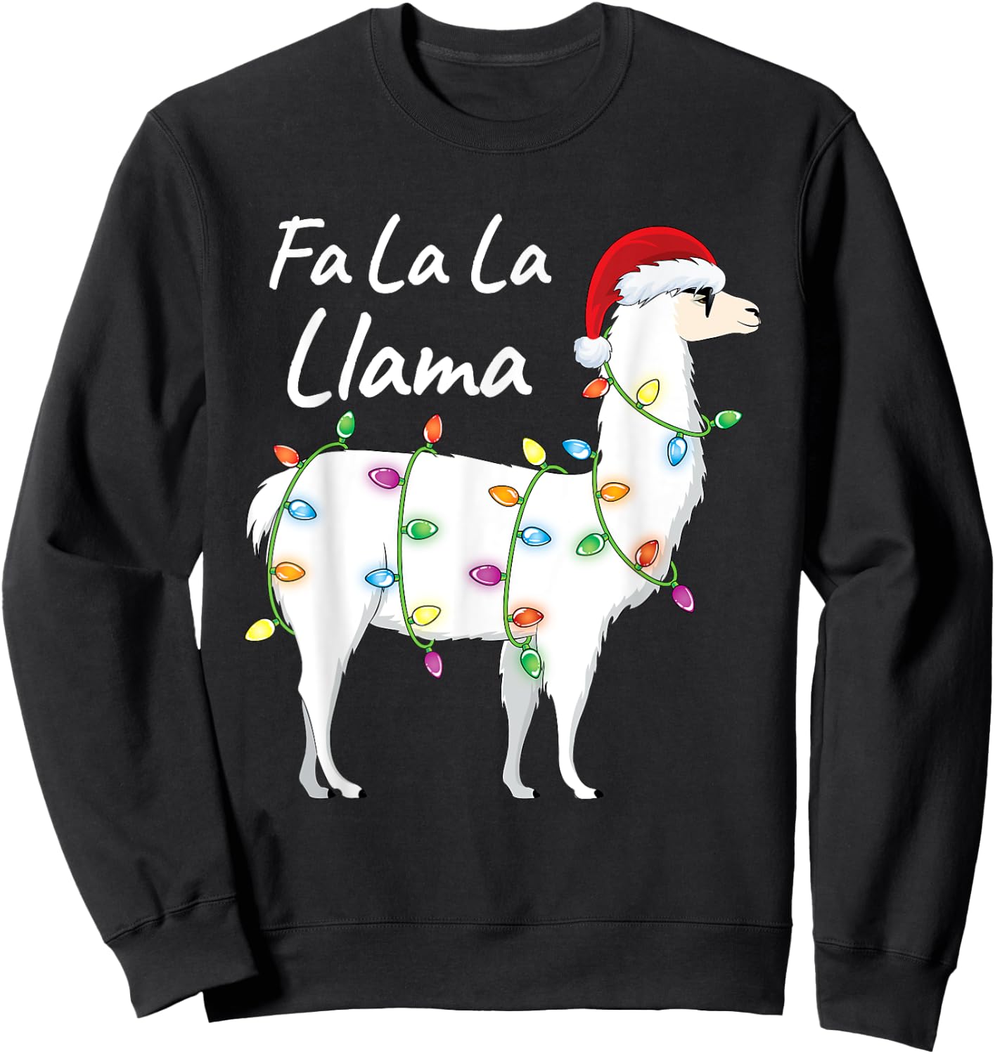 Fa La La Llama Christmas Shirt Kids Boys Girls Santa Llama Sweatshirt - Sweatshirt | Black