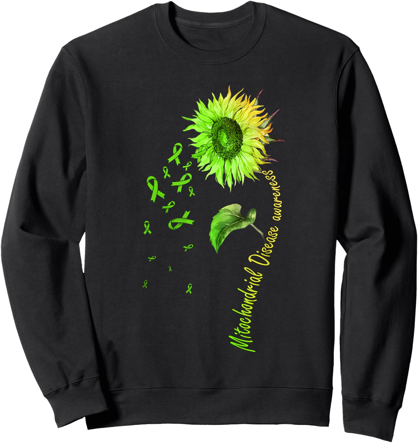 Mitochondrial Disease Awareness Sunflower Sweatshirt - Sweatshirt | Black